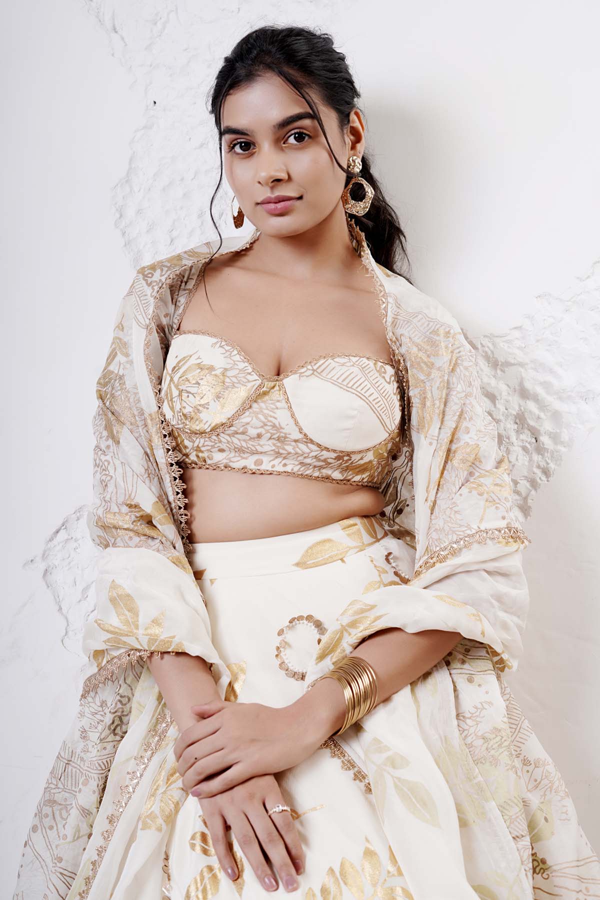 Ivory Asymmetrical Lehenga Set