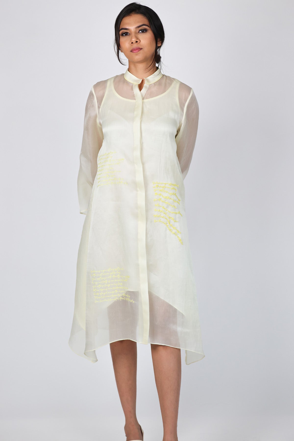 Arya Giri Ivory Asymmetrical Midi Dress for women online at ScrollnShops