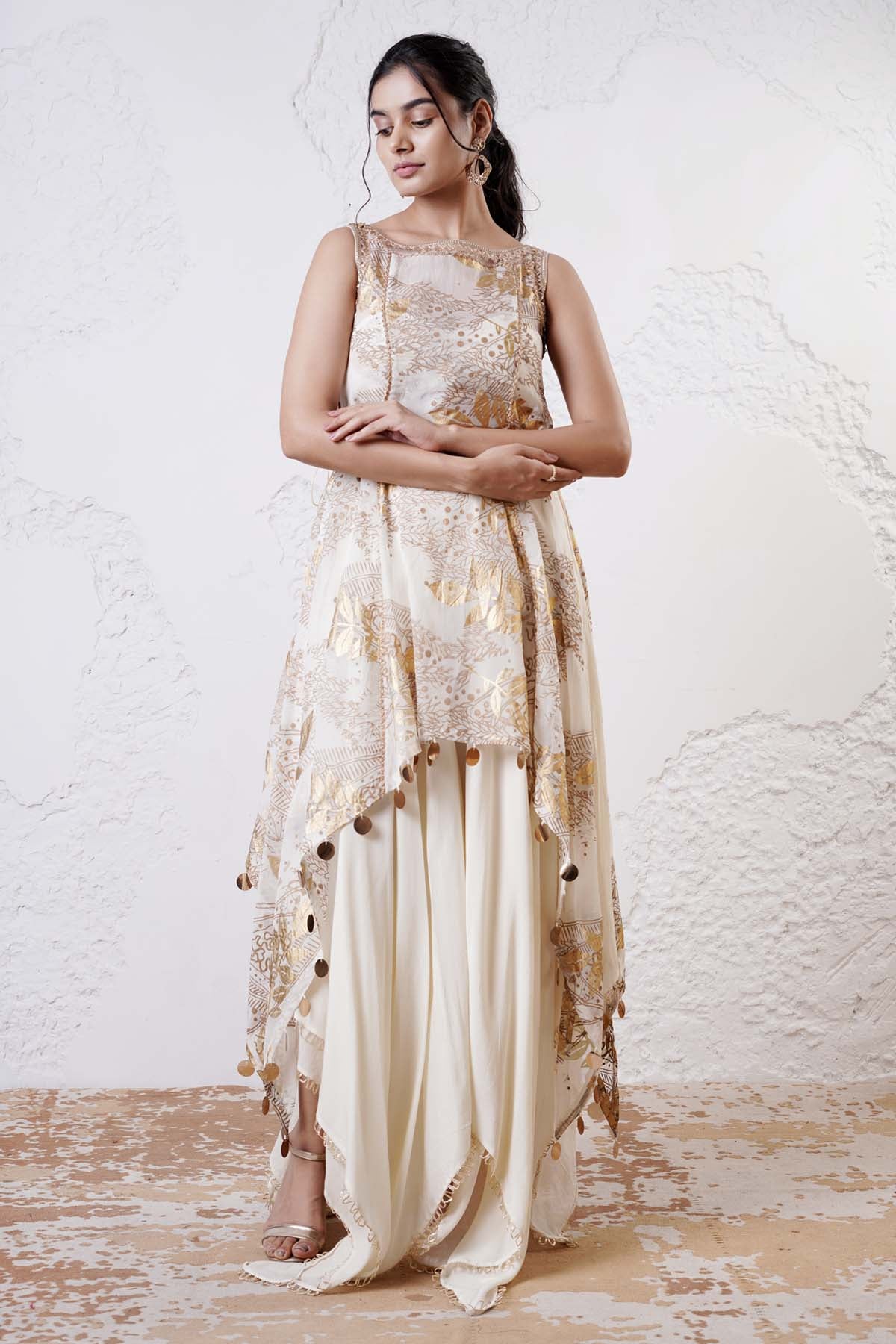 Ivory Asymmetrical Tunic Set