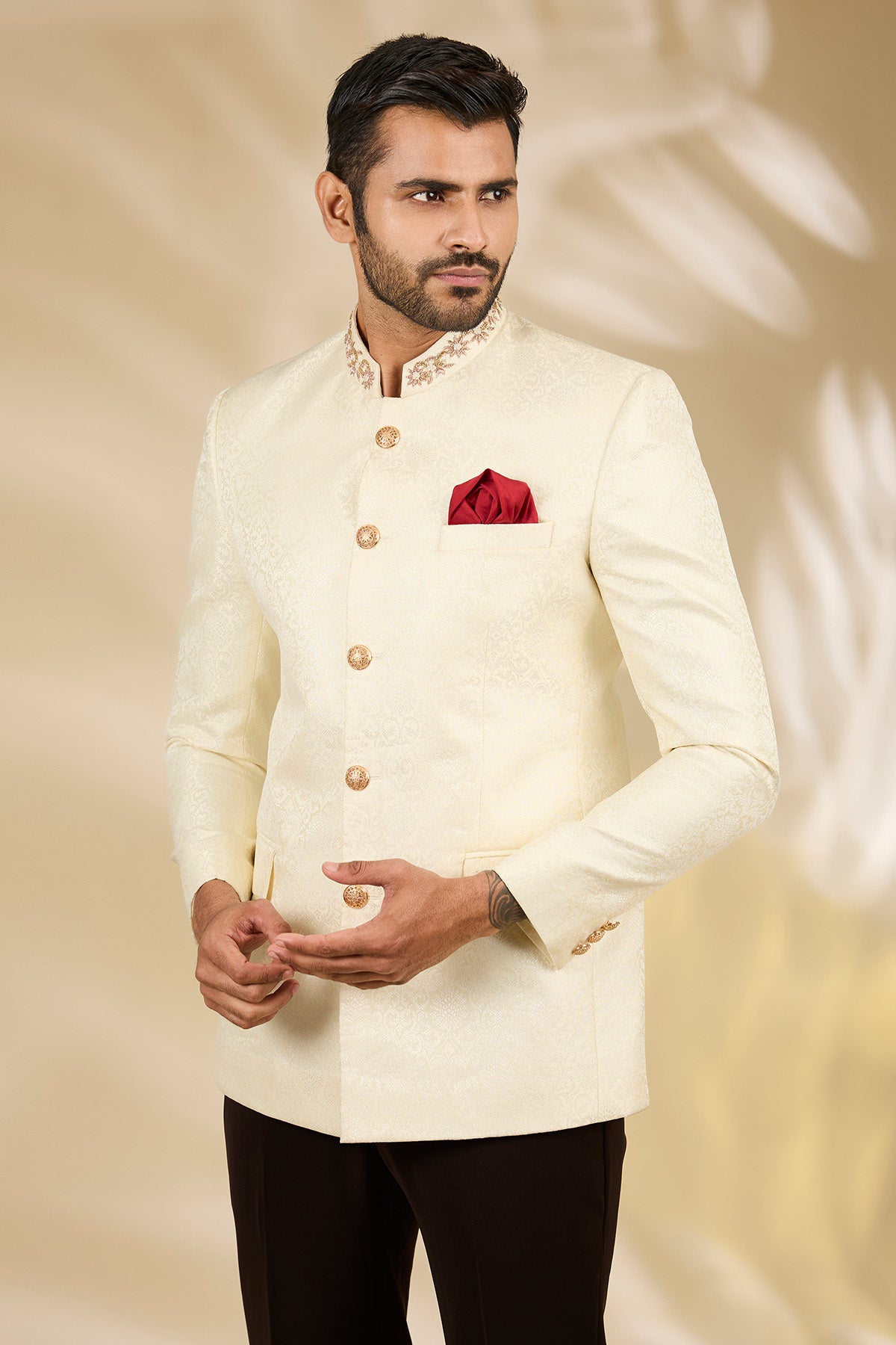 Ivory Banarasi Brocade Suit Set