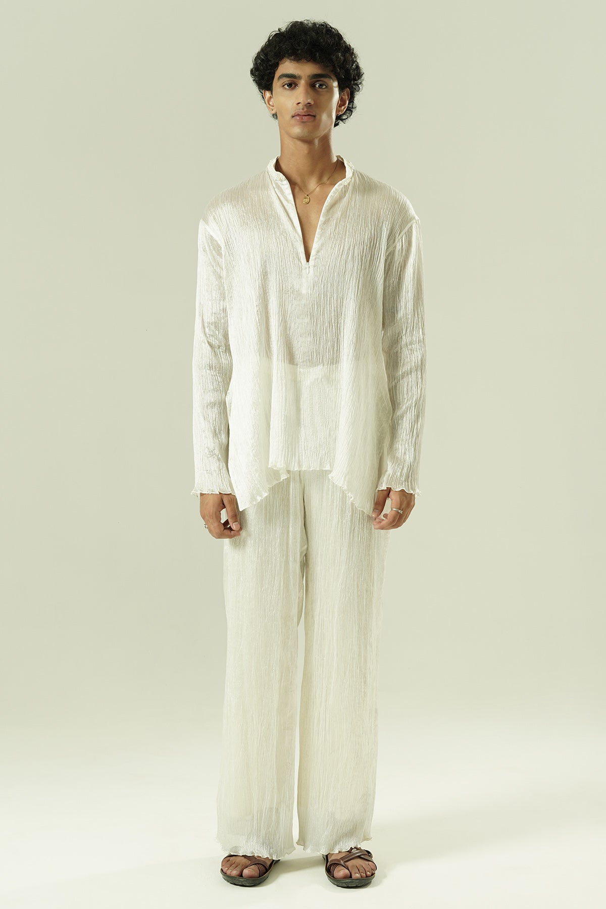 Ivory Bead Work Kurta & Pants