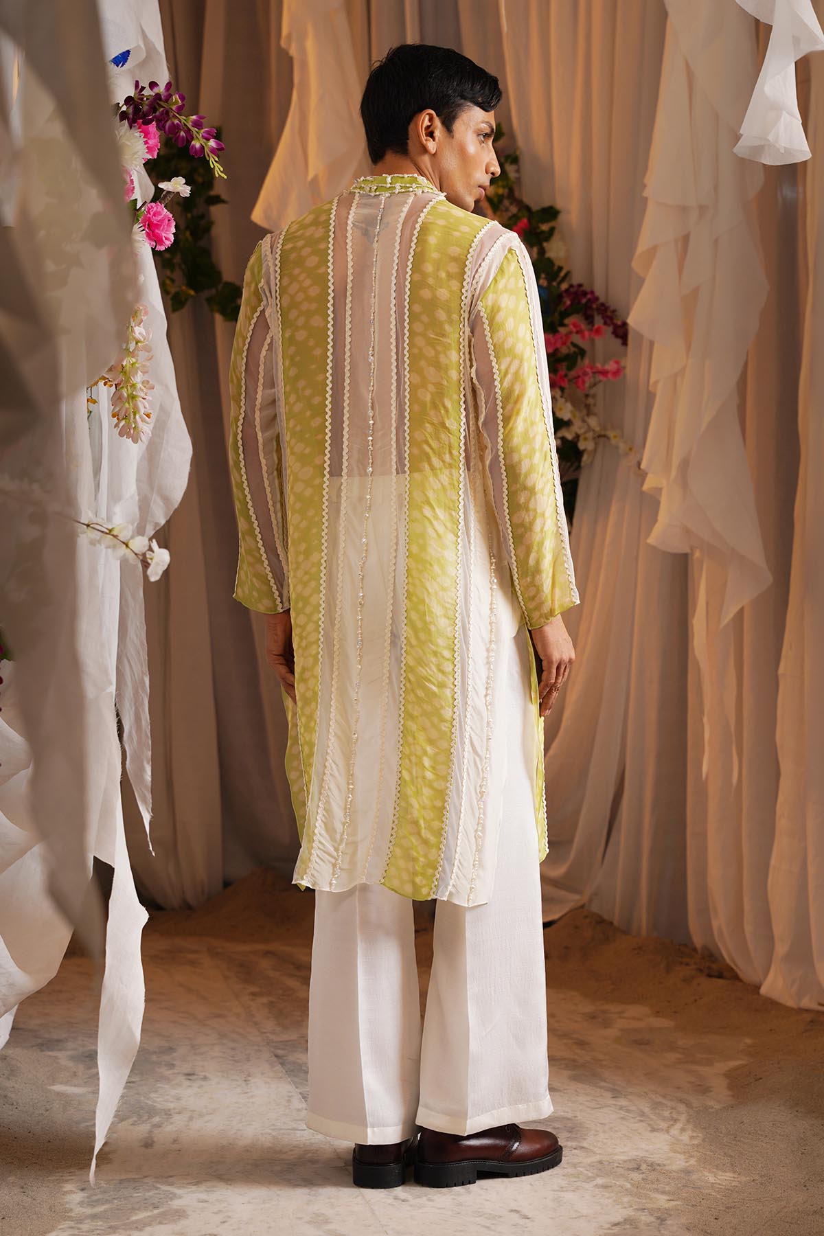 Ivory Beaded Panel Kurta & Pants