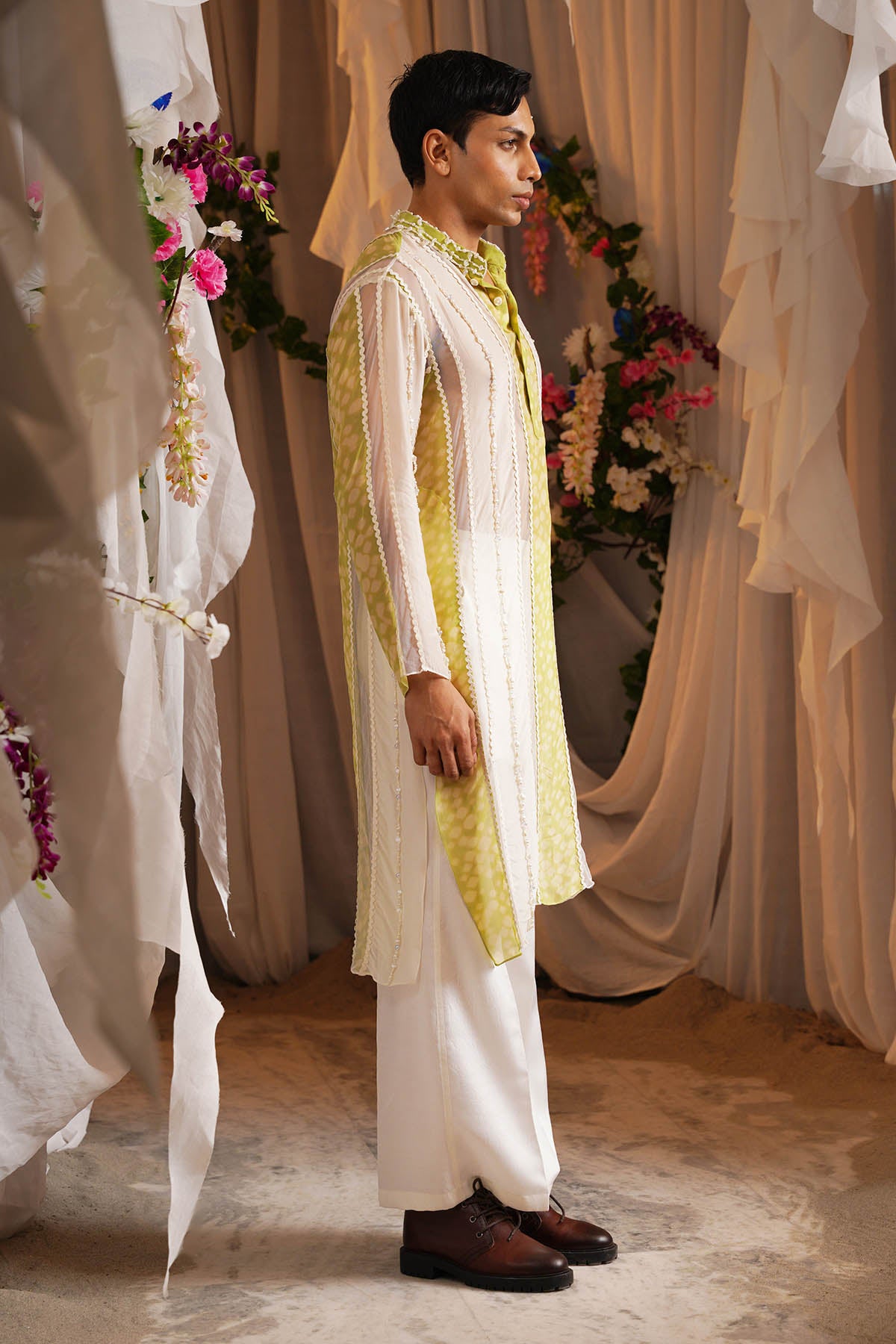 Ivory Beaded Panel Kurta & Pants