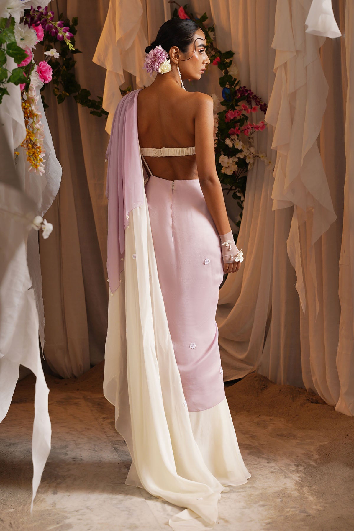 Ivory Beaded Saree & Blouse