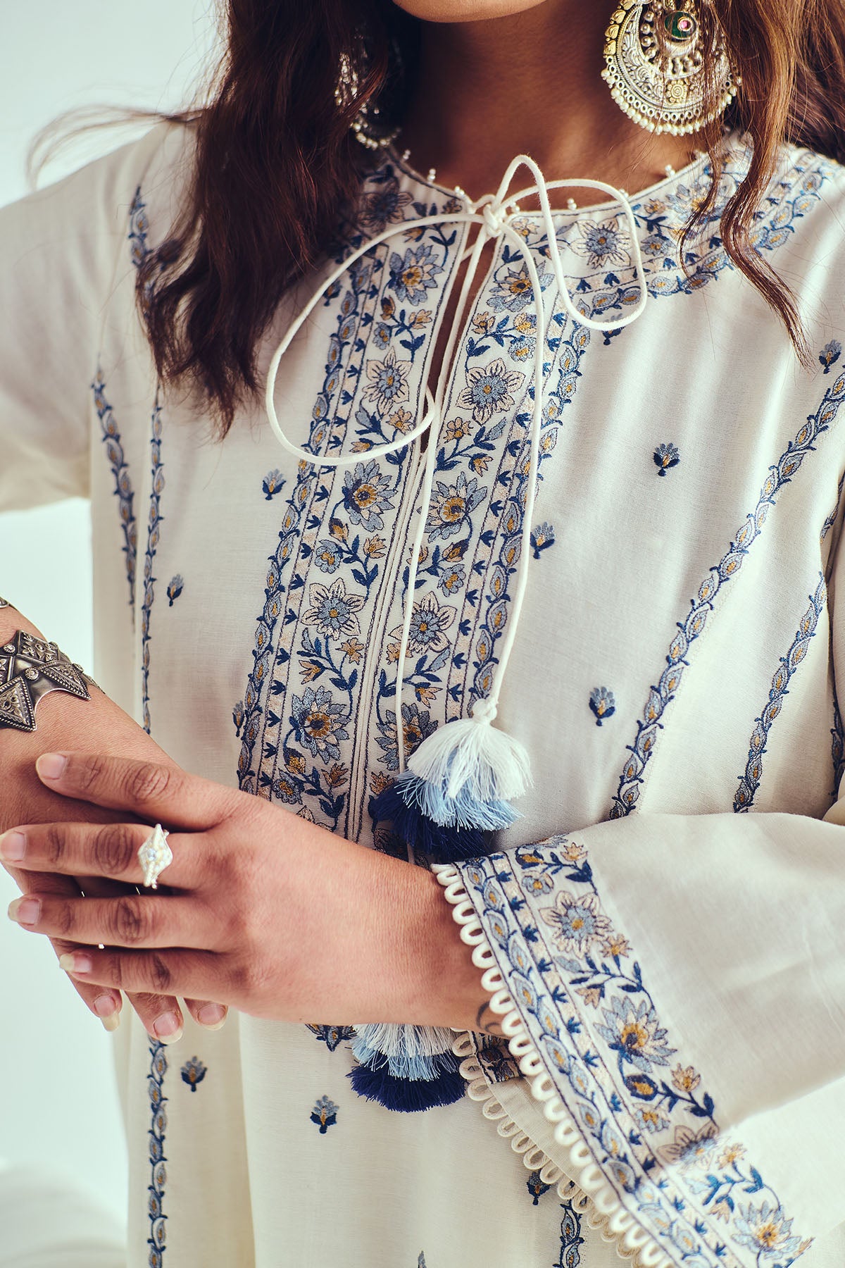 Ivory Beads Work Anarkali Set