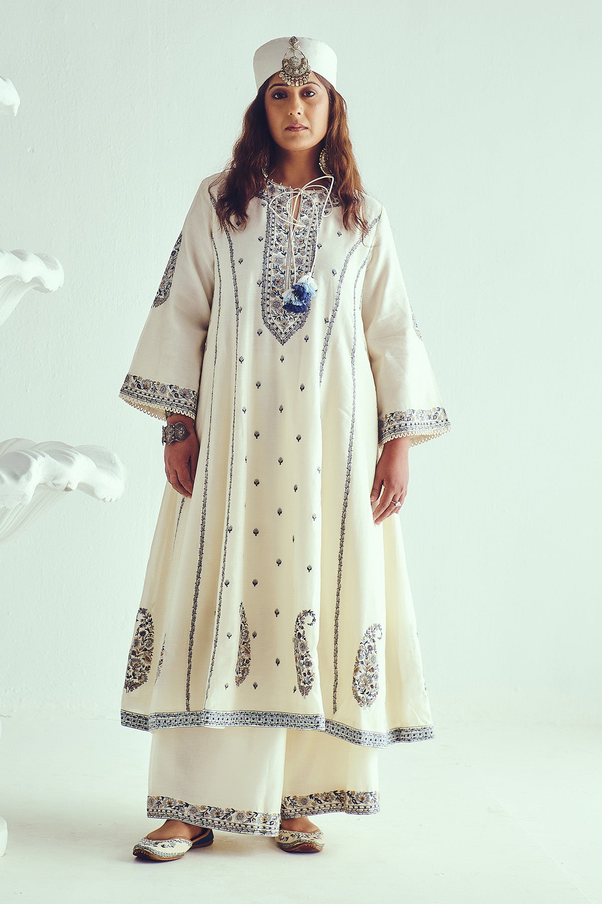 Ivory Beads Work Anarkali Set