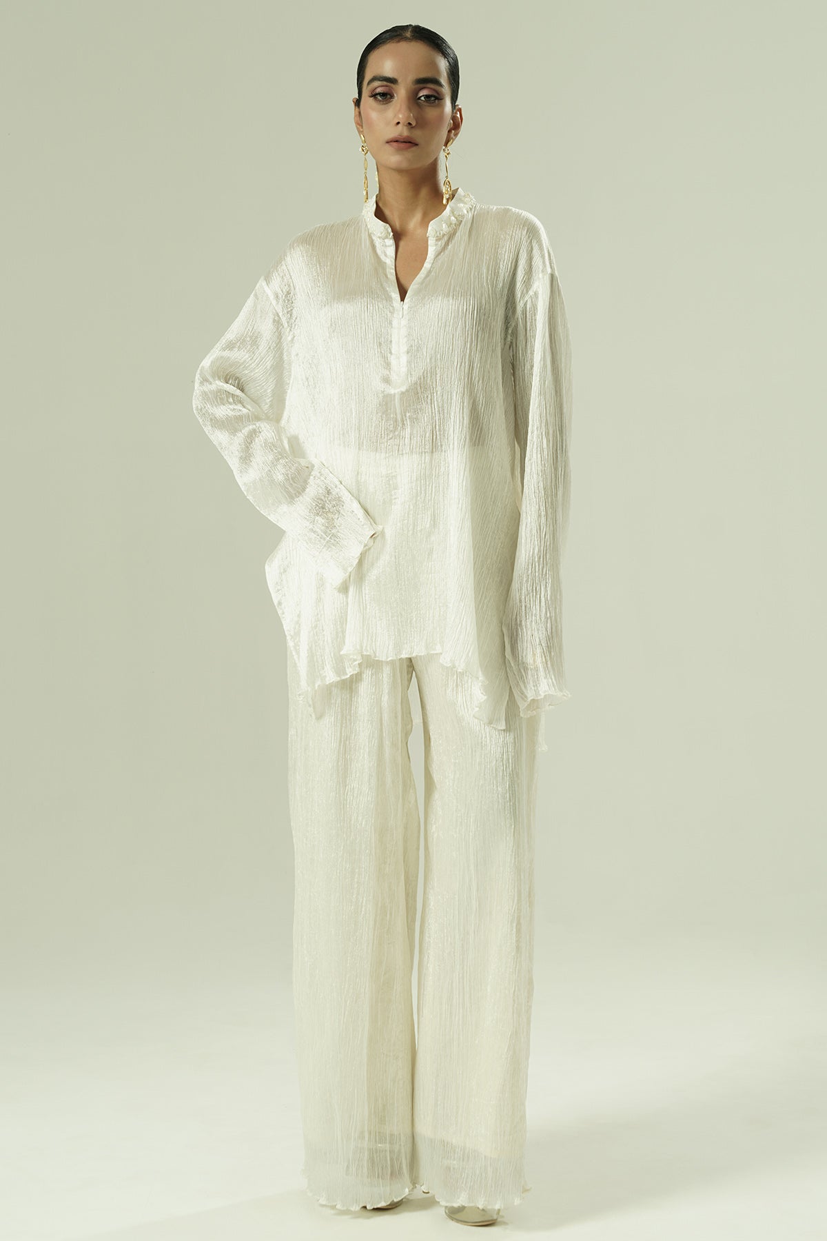 Buy Ivory Beadwork Kurta & Pants for women by Shwetanga Designer online available at scrollnshops