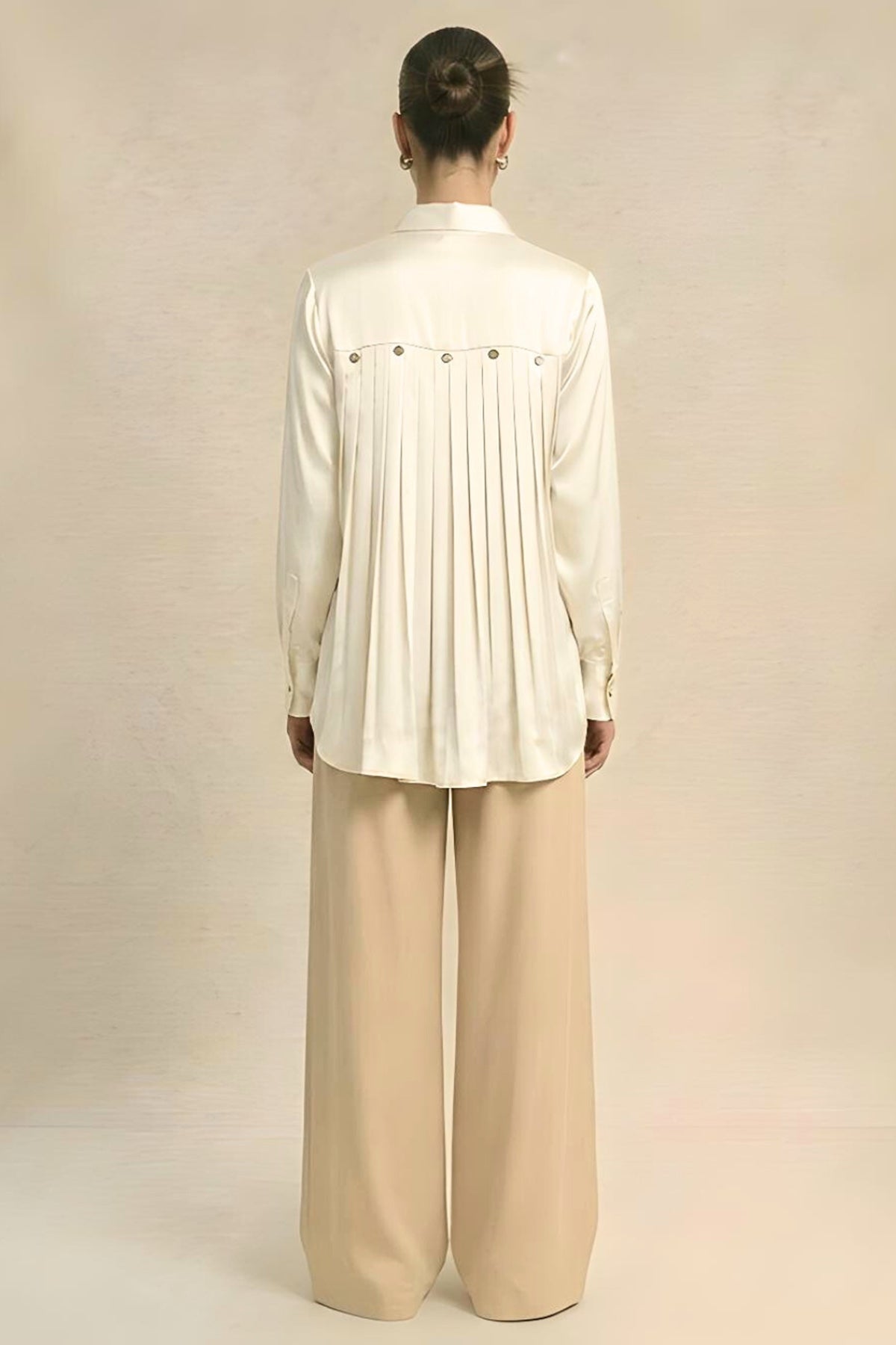 Ivory Bemberg Silk Pleat Shirt