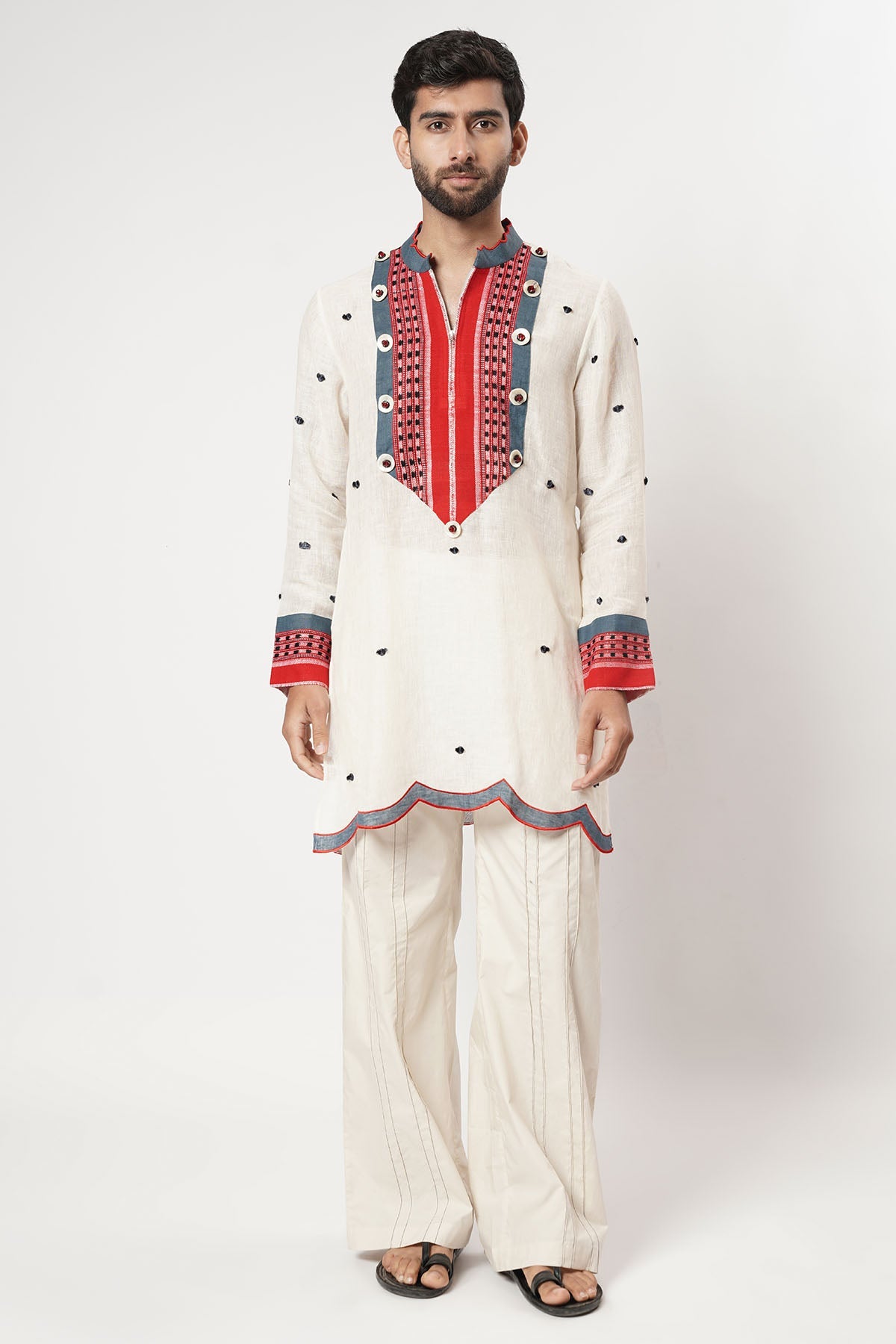 Buy Ivory Bindi Yoke Kurta & Pants for women by Shwetanga online available at scrollnshops