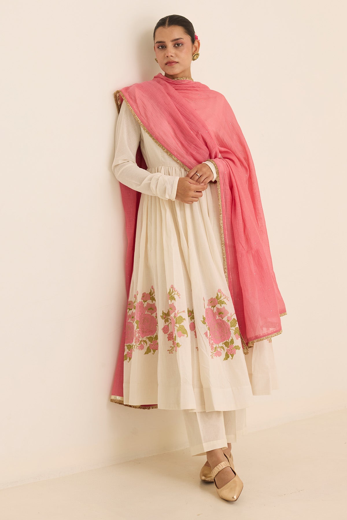 Buy Ivory Block Print Anarkali Set by Juanita For women Online at Scrollnshops