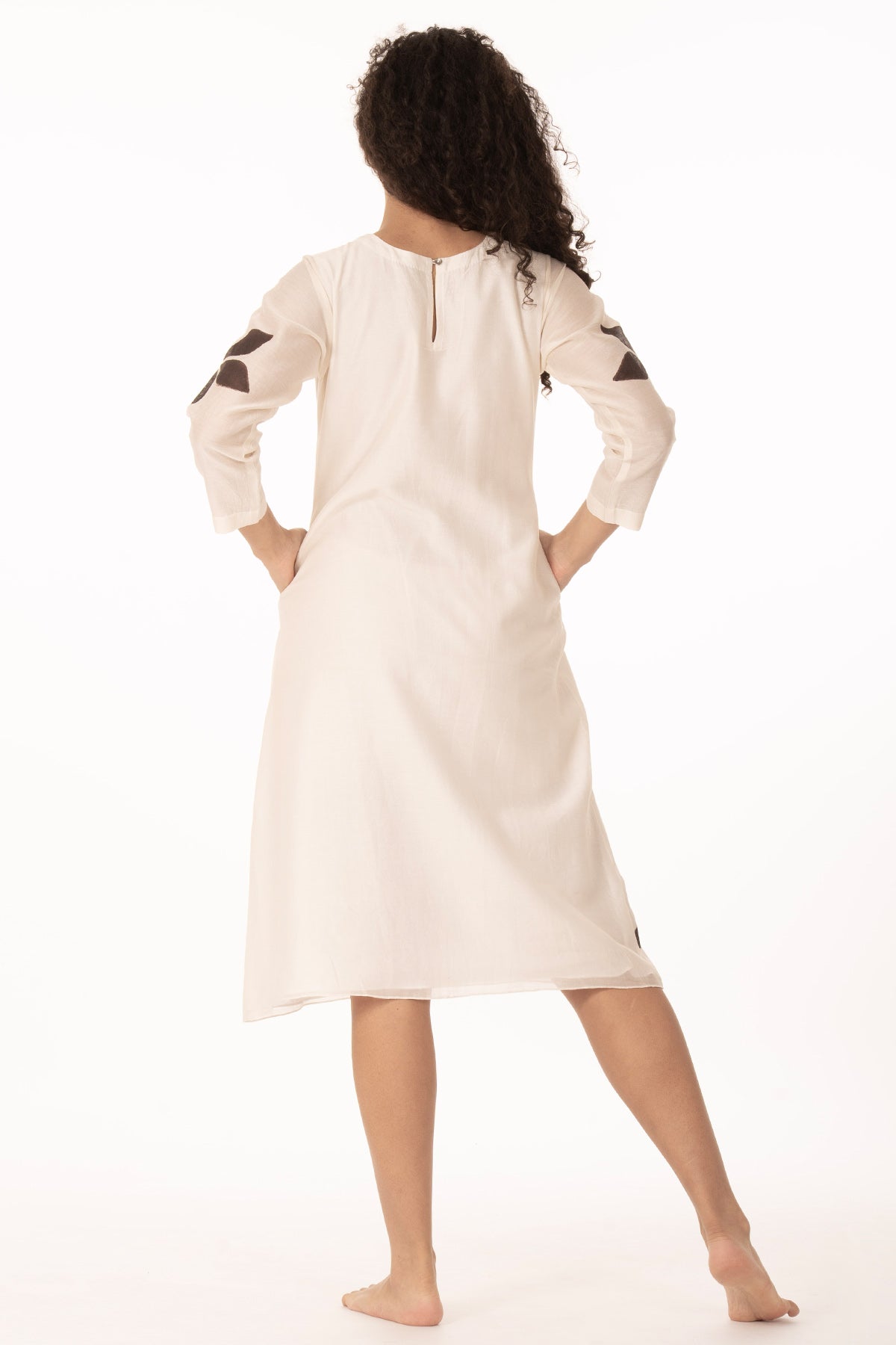 Ivory Bloom Chanderi Midi Dress