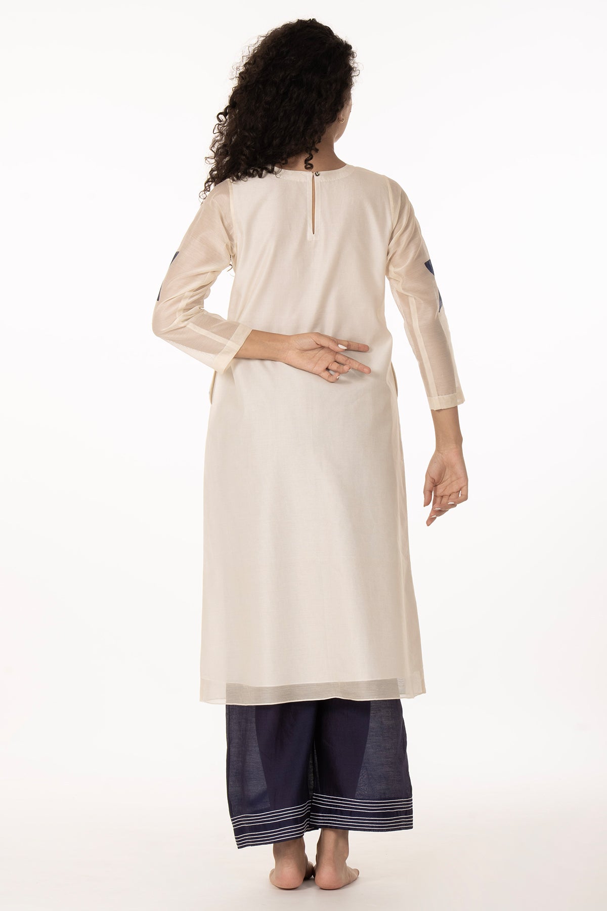 Ivory Blue Chanderi Kurta Pants