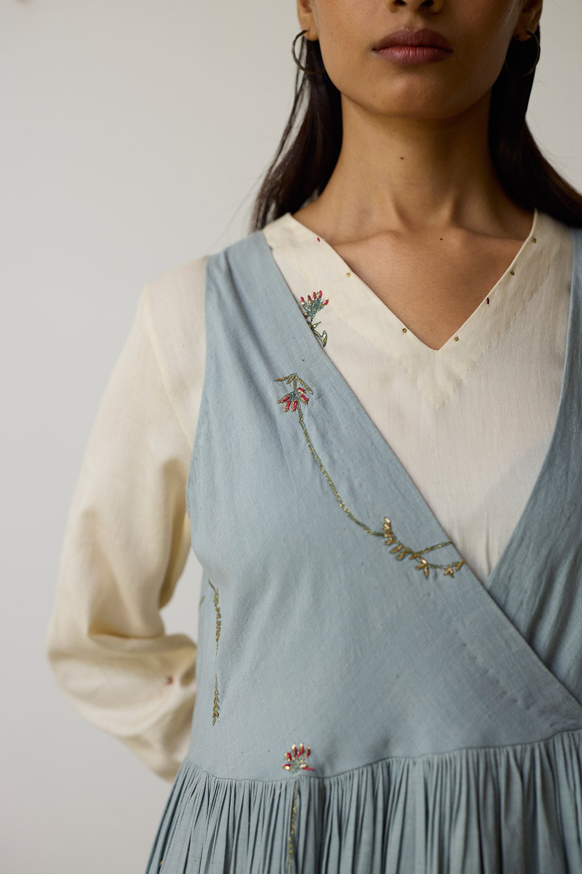 Ivory & Blue Dabka Angrakha Set