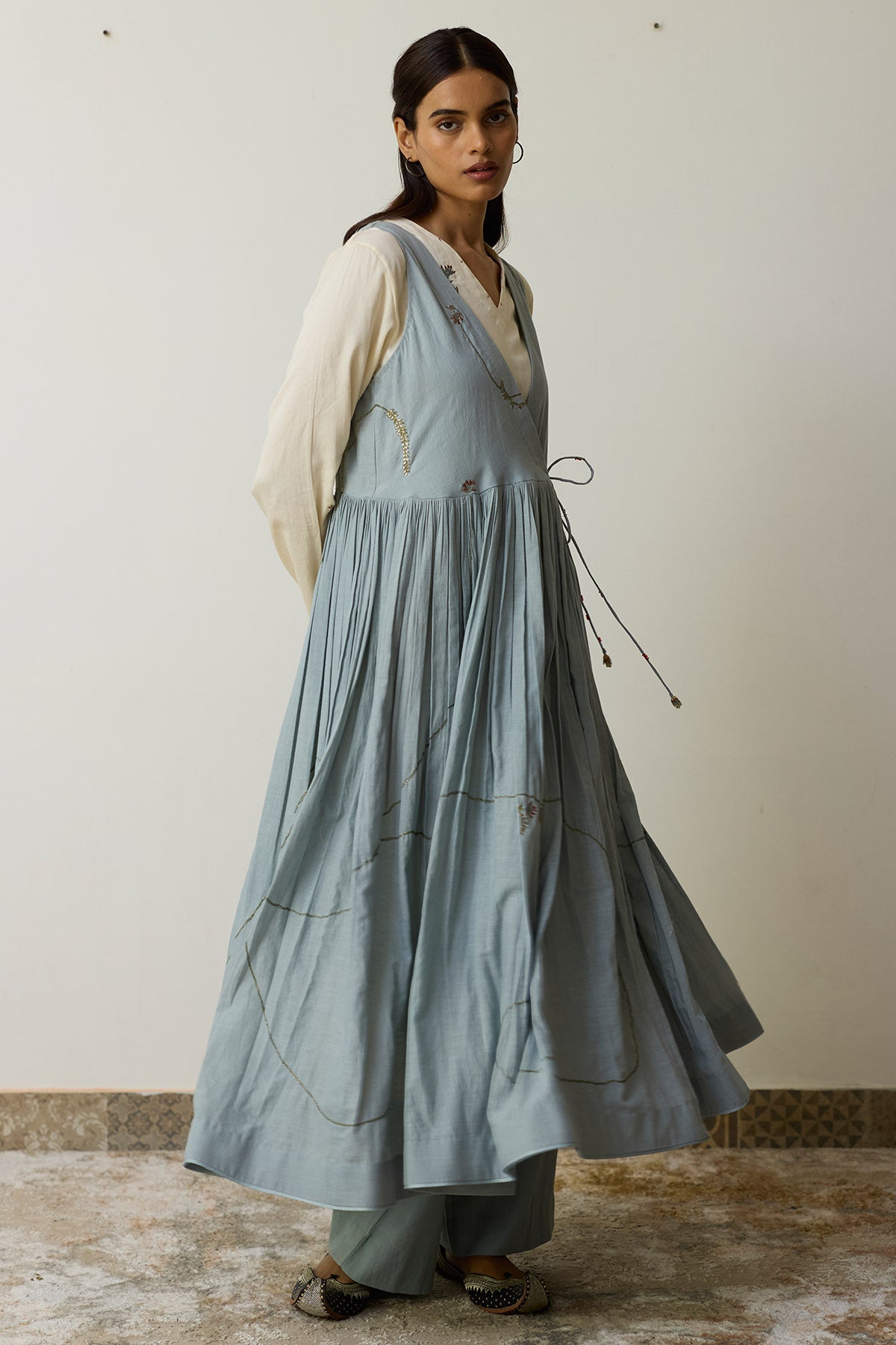 Ivory & Blue Dabka Angrakha Set