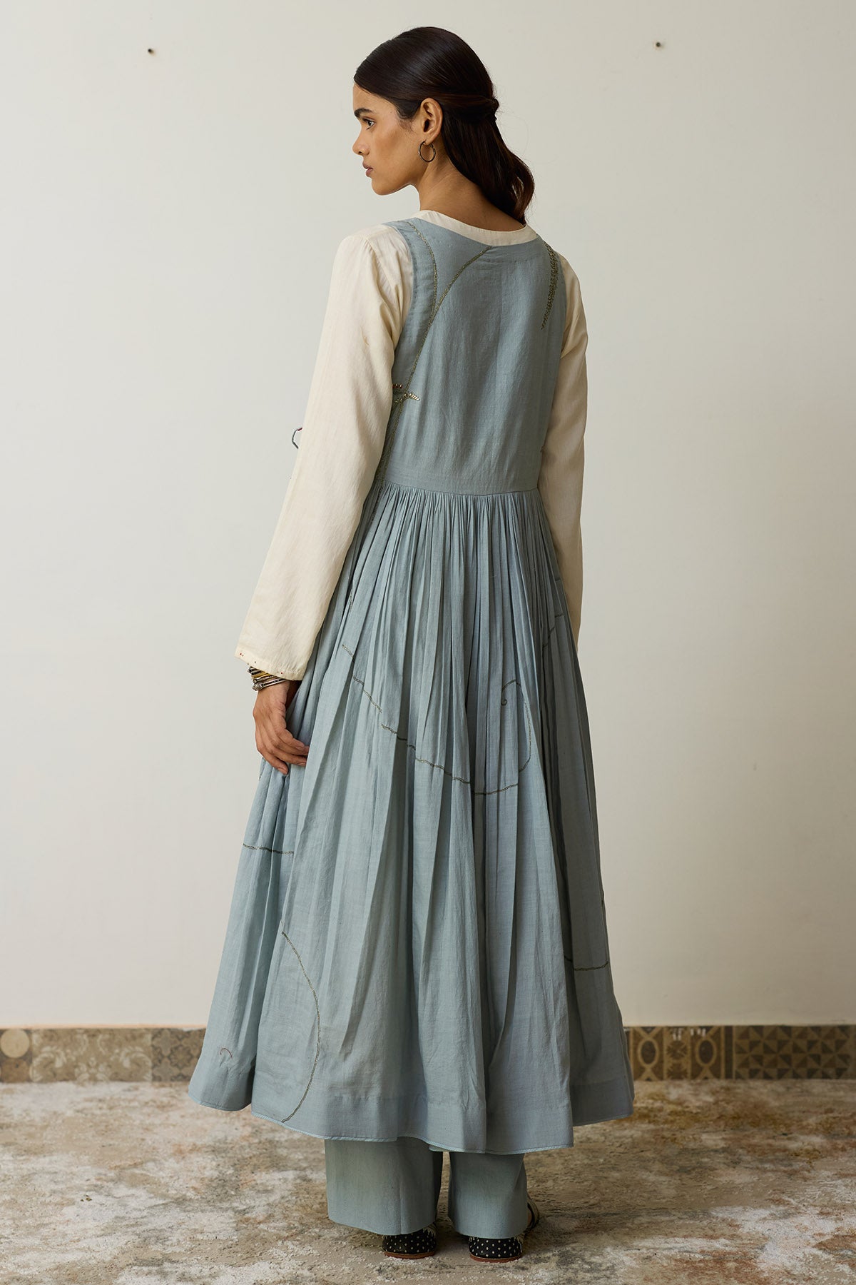 Ivory & Blue Dabka Angrakha Set