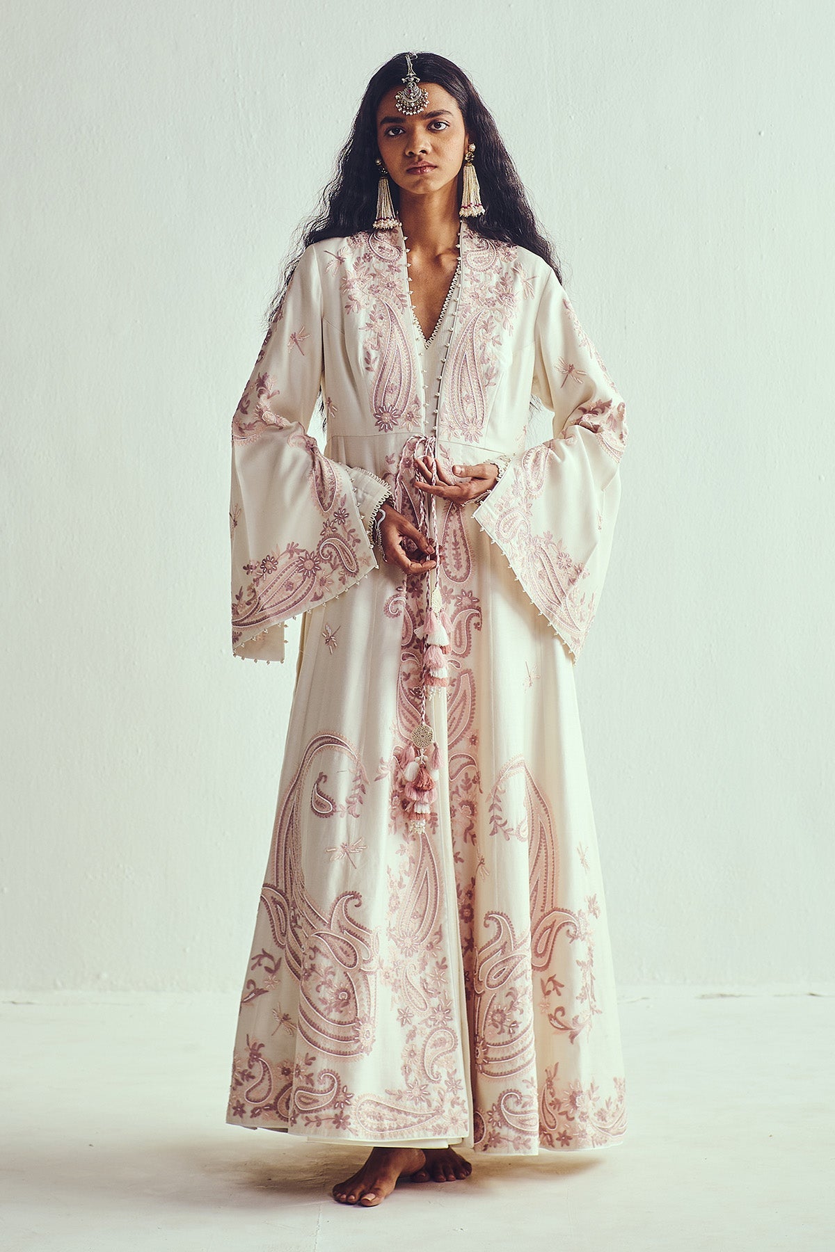 Buy Ivory Chanderi Anarkali & Jacket by WABI SABI for Women online at ScrollnShops