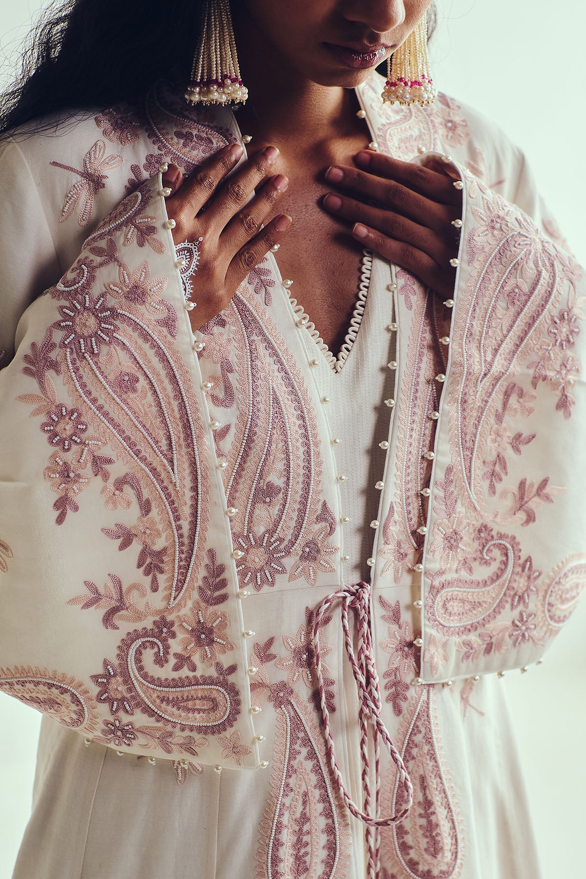 Ivory Chanderi Anarkali & Jacket