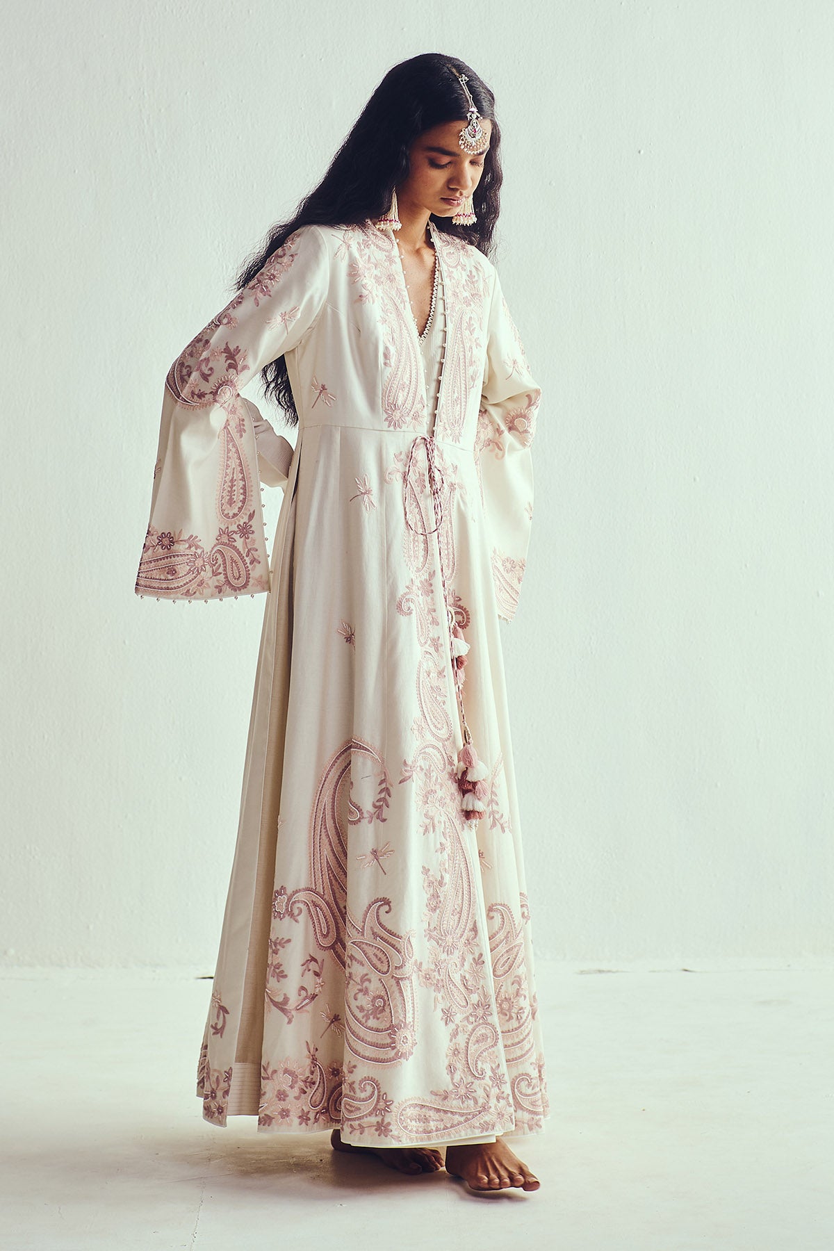 Ivory Chanderi Anarkali & Jacket