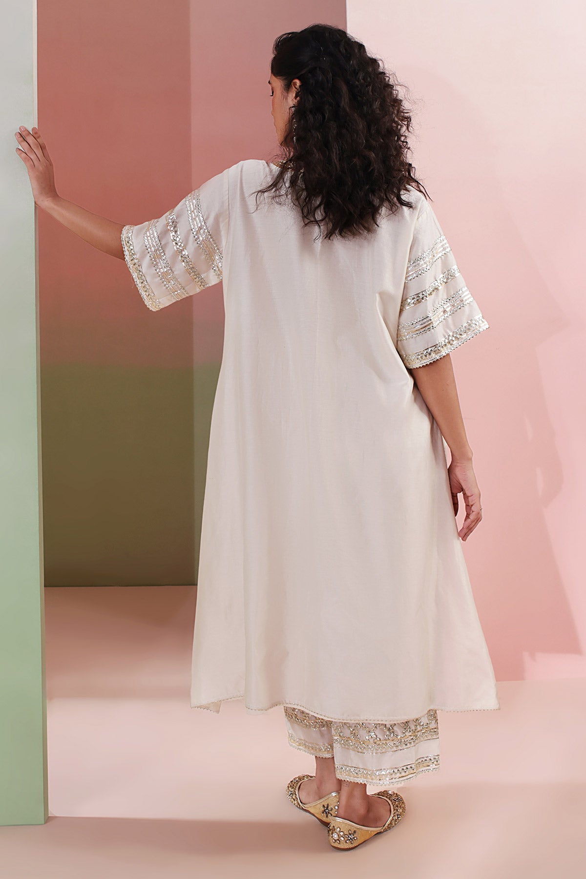 Ivory Chanderi Beads Kurta Set