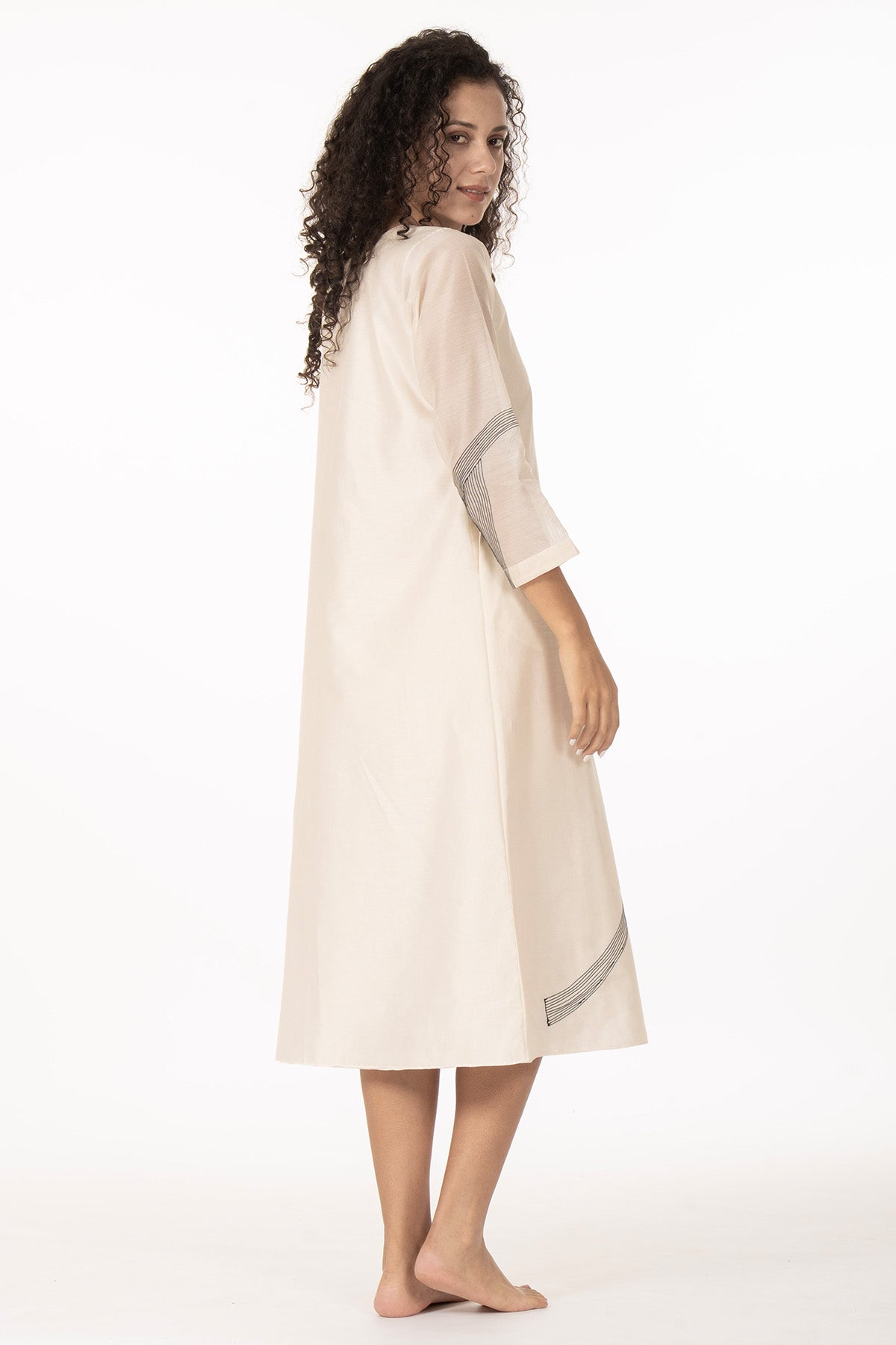 Ivory Chanderi Embroidery Dress