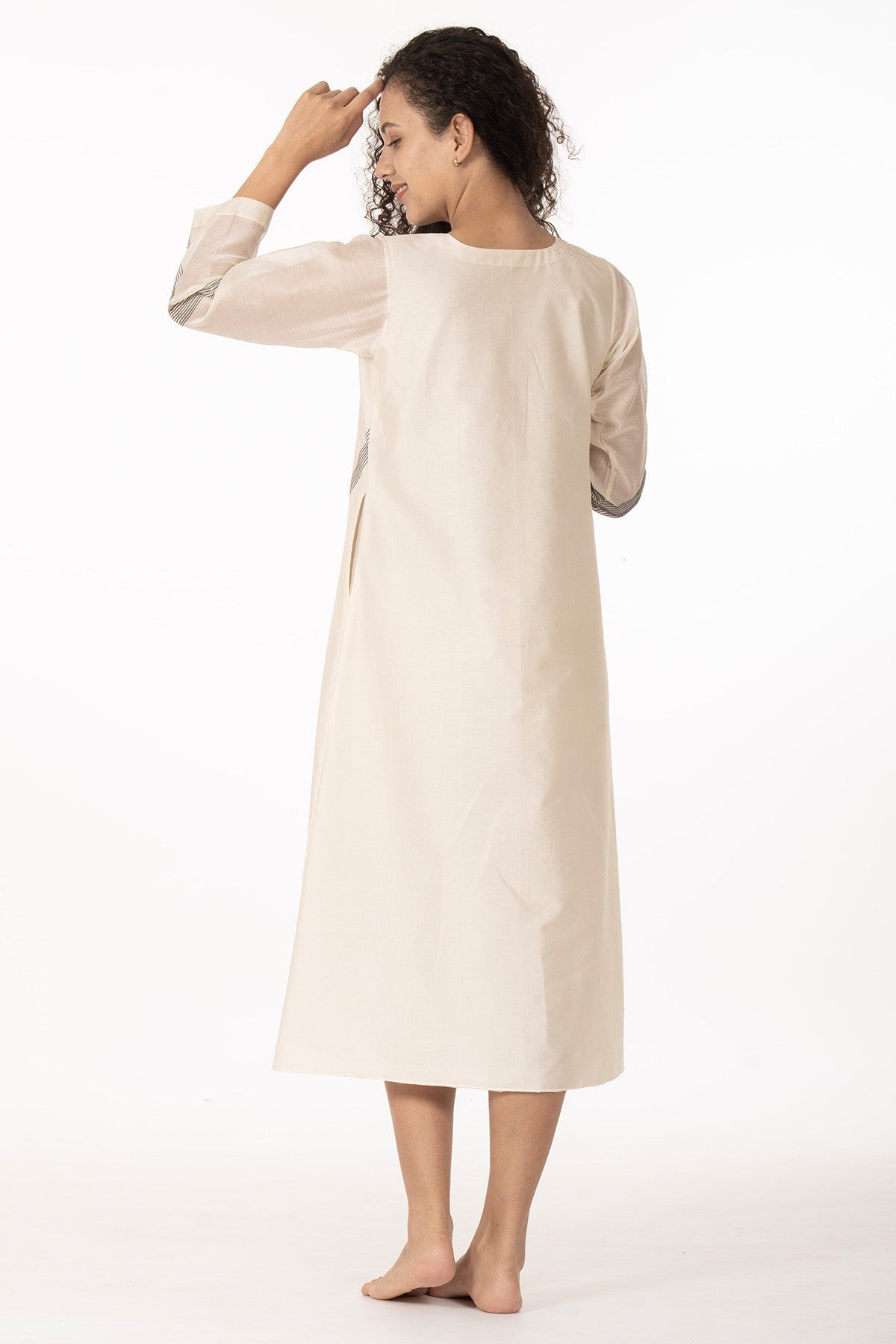 Ivory Chanderi Embroidery Dress