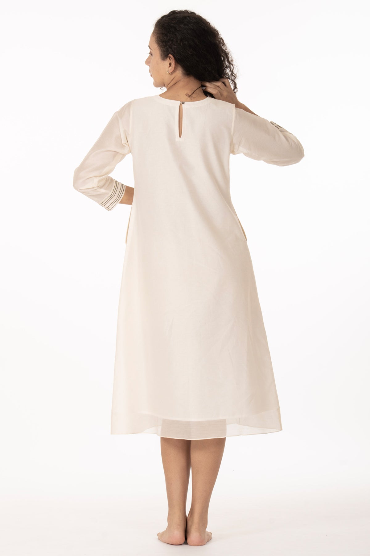Ivory Chanderi Hand Work Dress