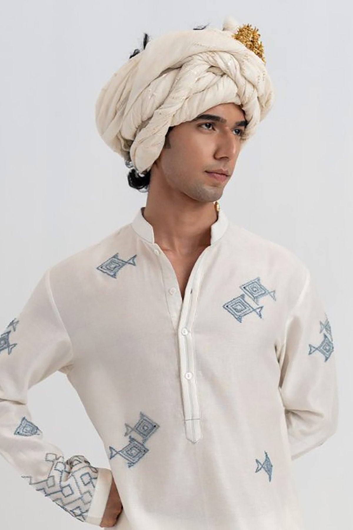 Ivory Handloom Kurta & Pants