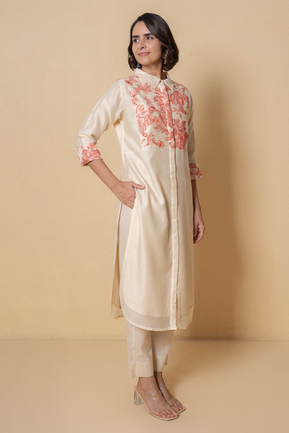 Chanderi Ivory Kurta and Pants