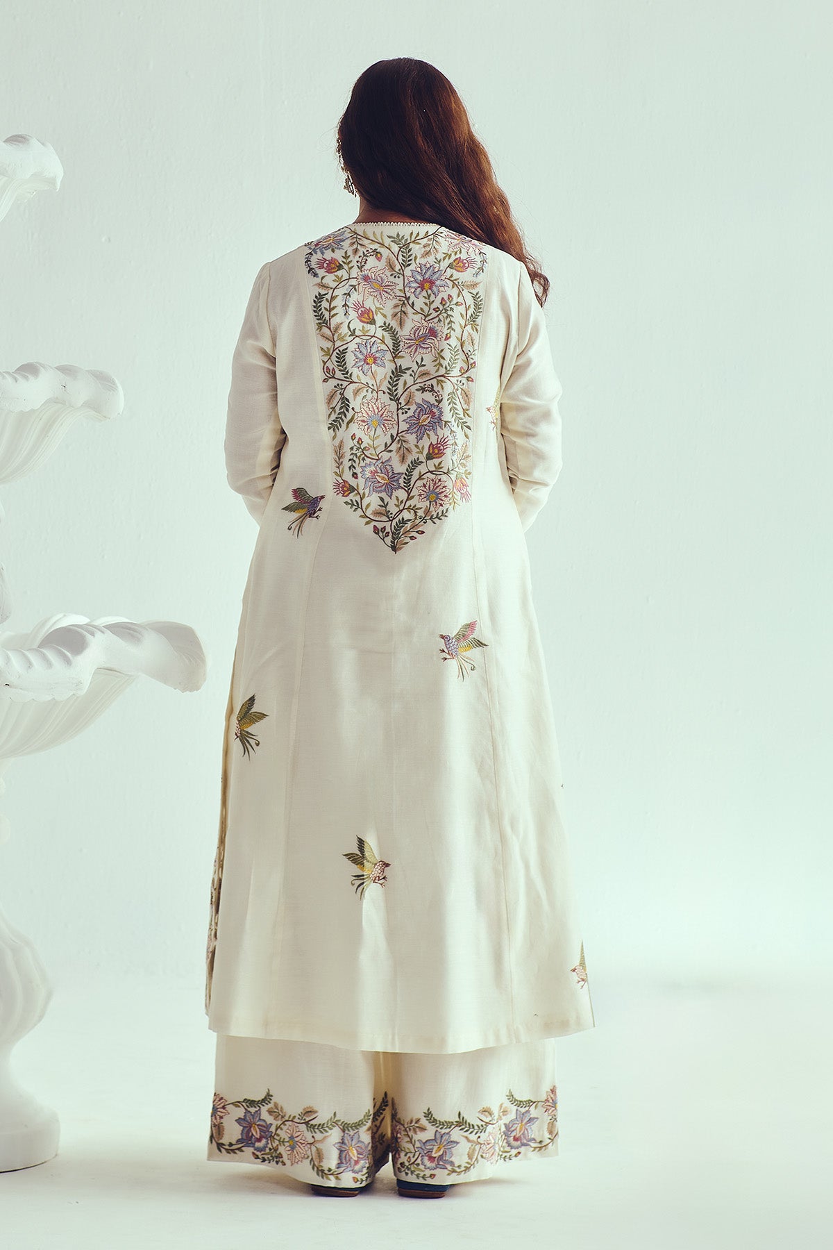 Ivory Chanderi Resham Kurta Set