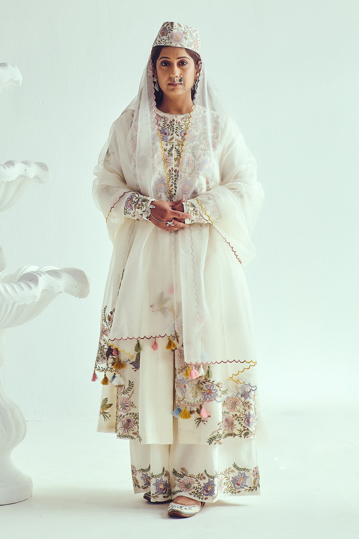 Buy Ivory Chanderi Resham Kurta Set by WABI SABI for Women online at ScrollnShops
