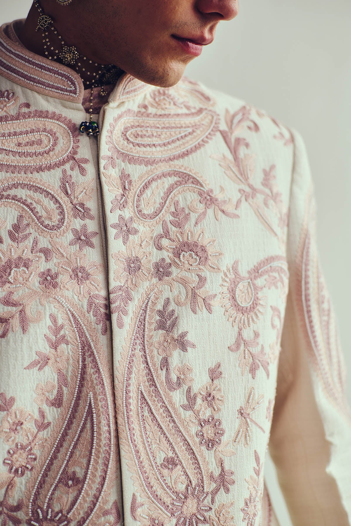 Ivory Chanderi Sherwani Set