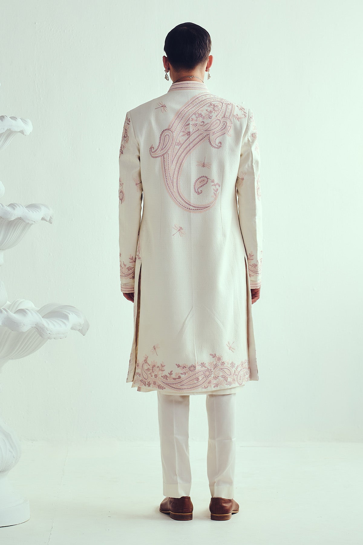 Ivory Chanderi Sherwani Set