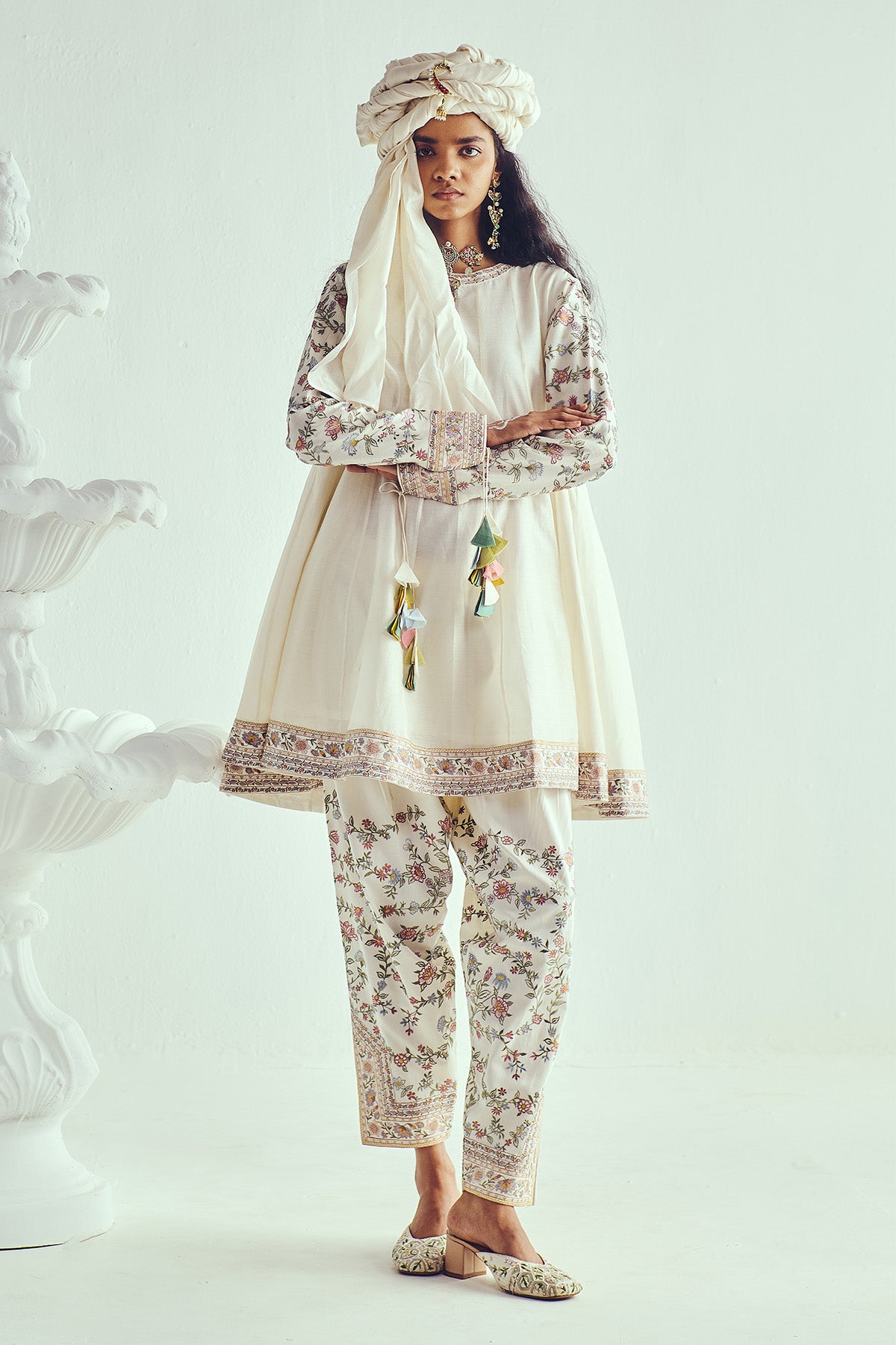 Ivory Chanderi Short Kurta Set