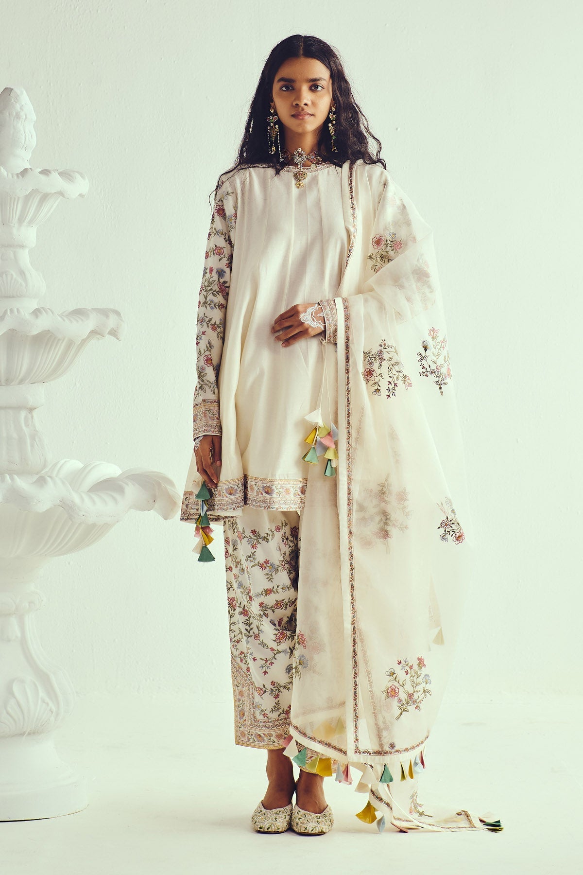 Buy Ivory Chanderi Short Kurta Set by WABI SABI for Women online at ScrollnShops