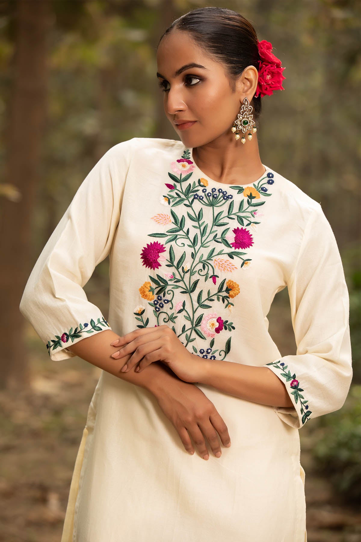 Ivory Chanderi Silk Kurta Set