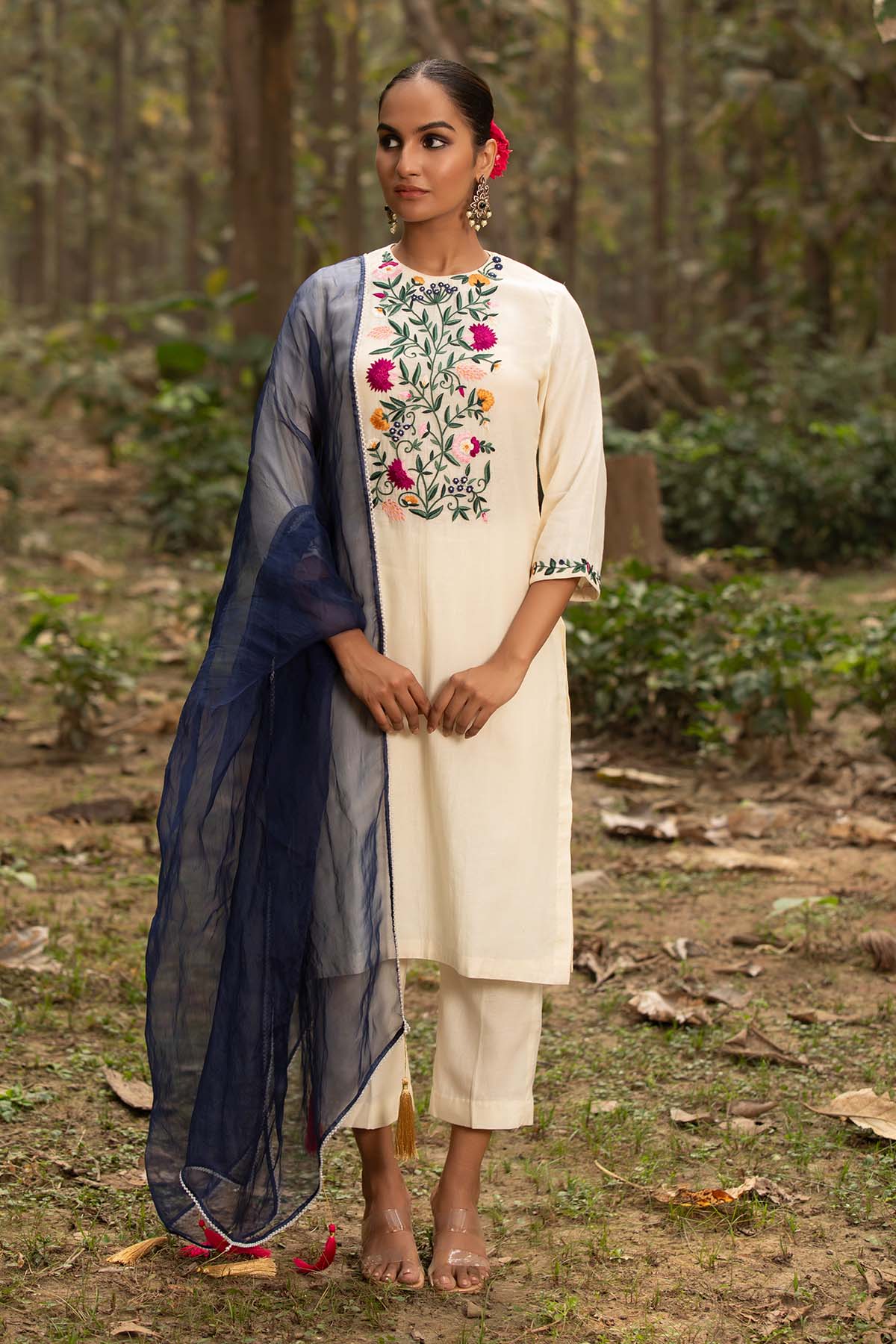 Buy Ivory Chanderi Silk Kurta Set by Richa Chhabra Malhotra for women online at ScrollnShops