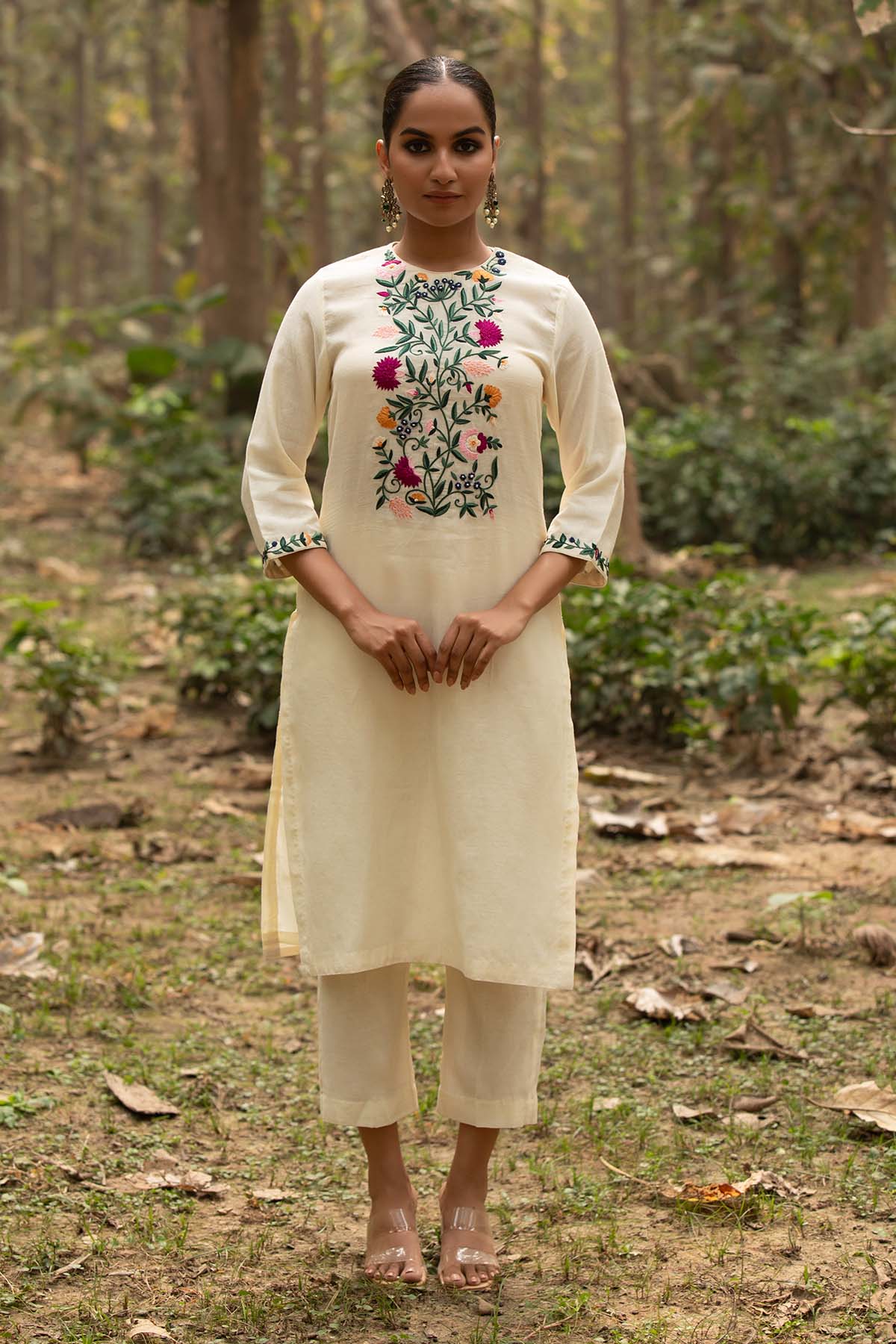 Ivory Chanderi Silk Kurta Set