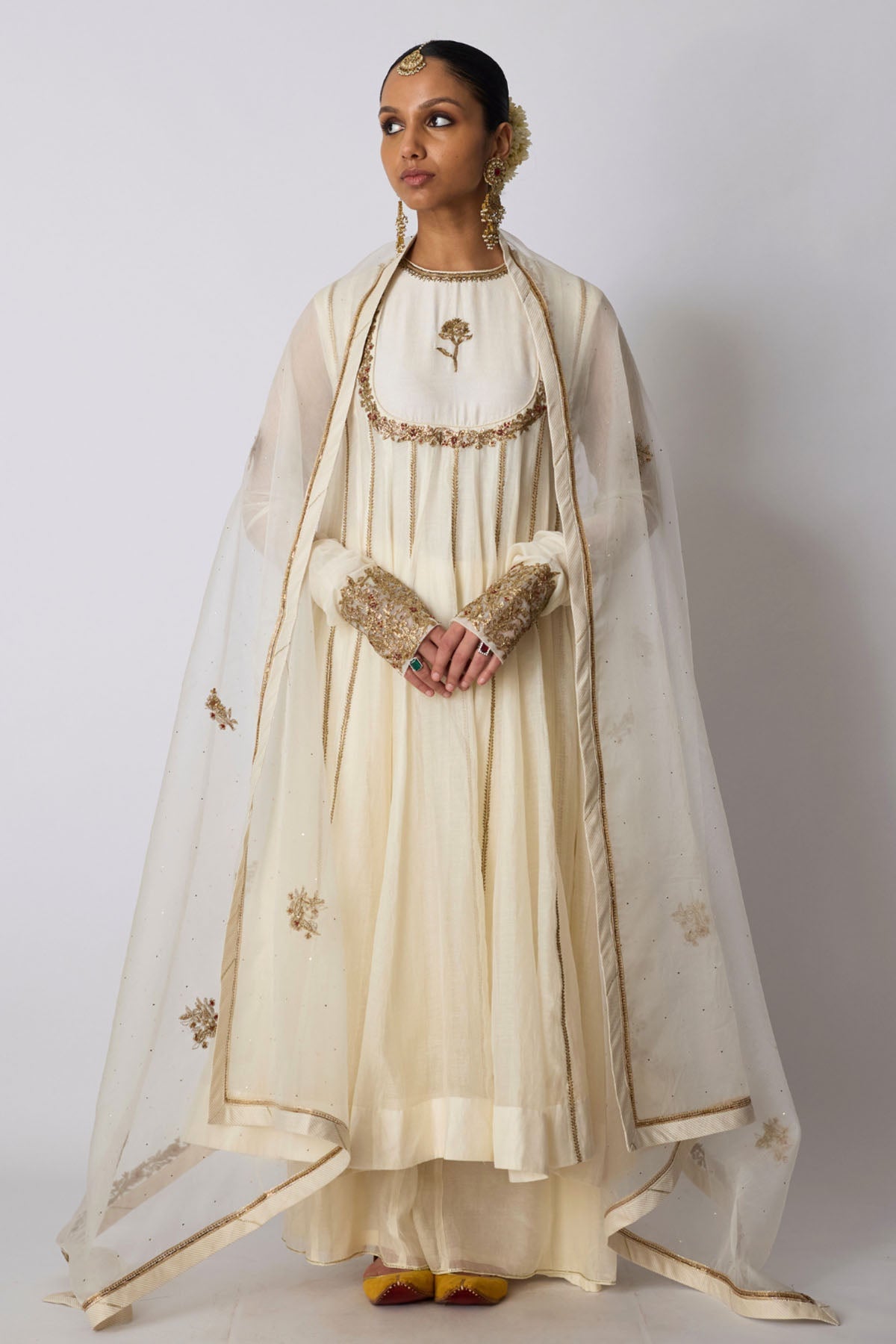 Buy Ivory Chanderi Silk Sharara Set for women by Rhua India online available at scrollnshops