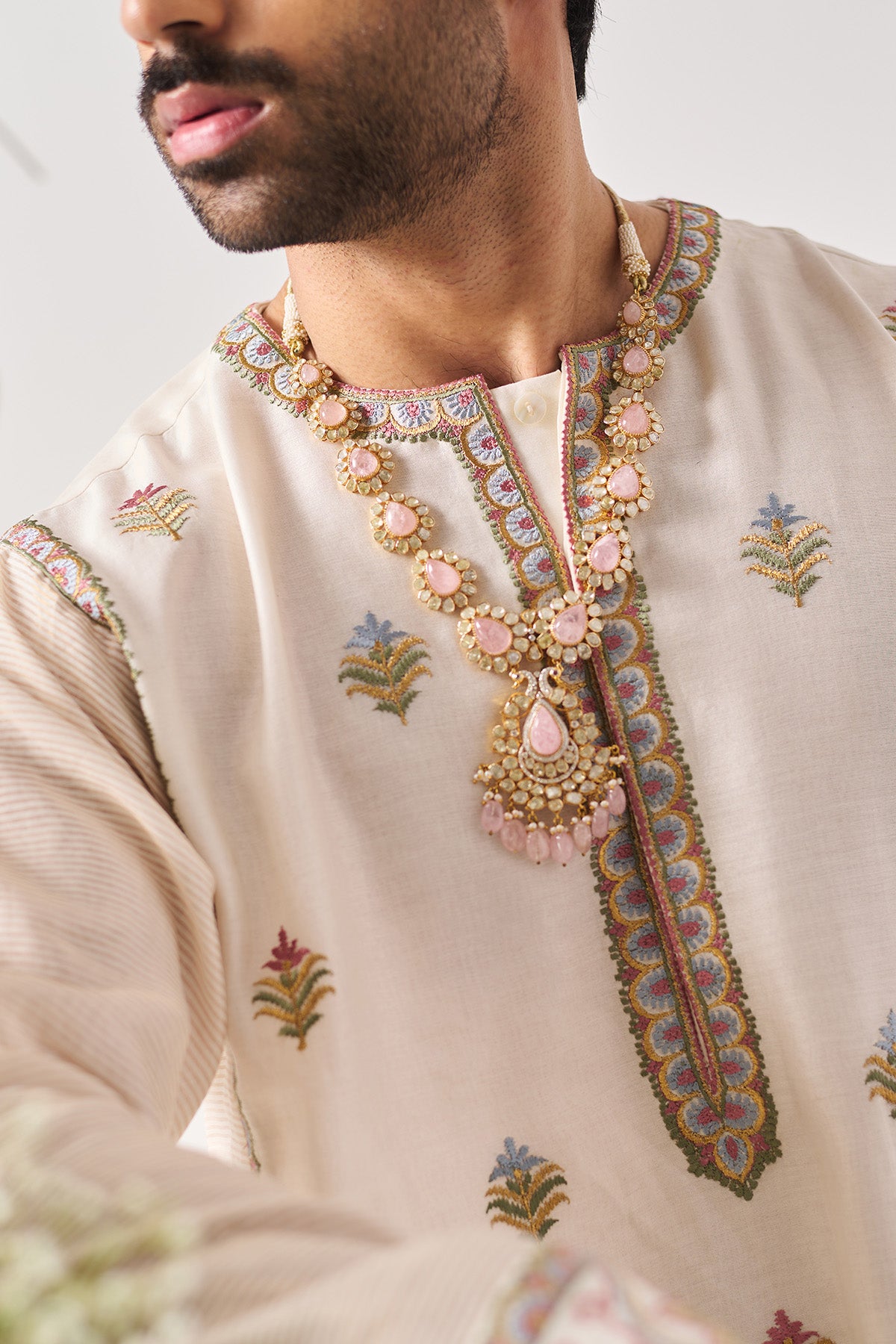 Ivory Chanderi Woven Kurta Set