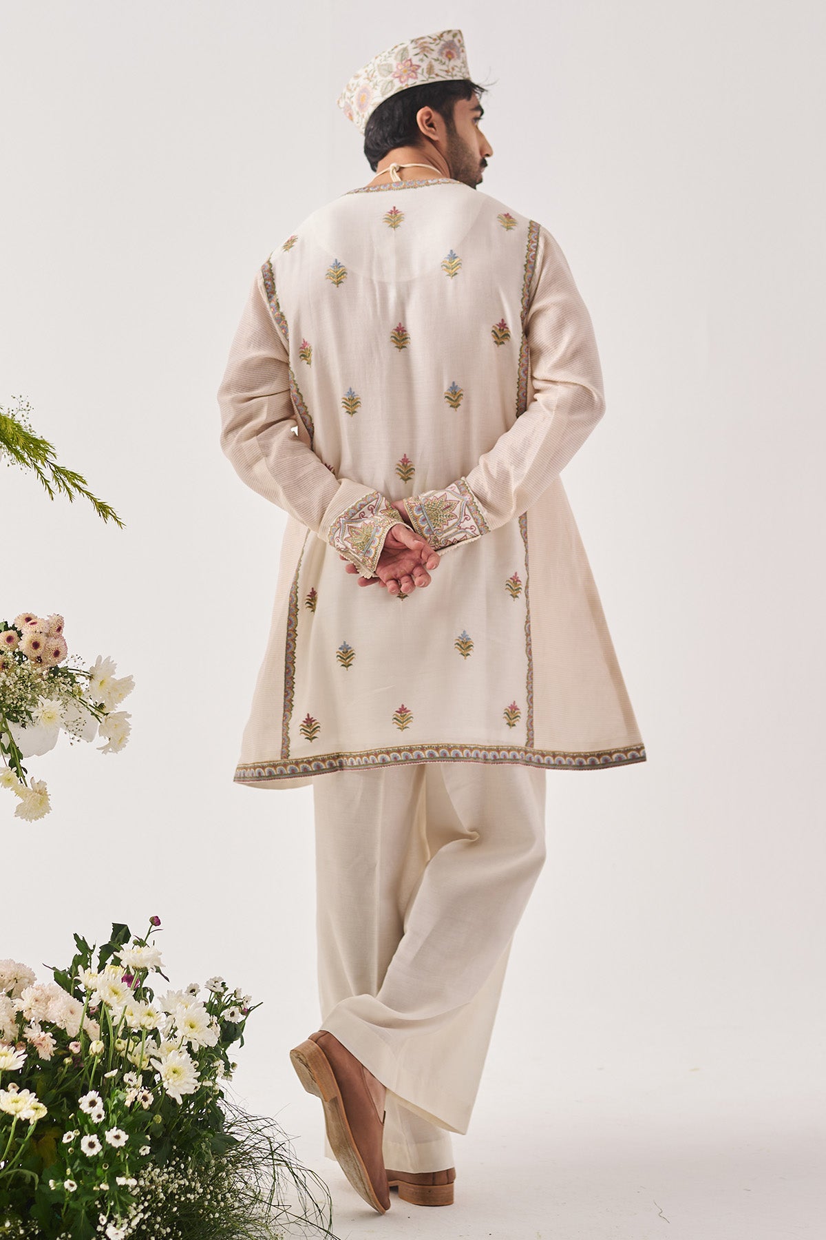 Ivory Chanderi Woven Kurta Set