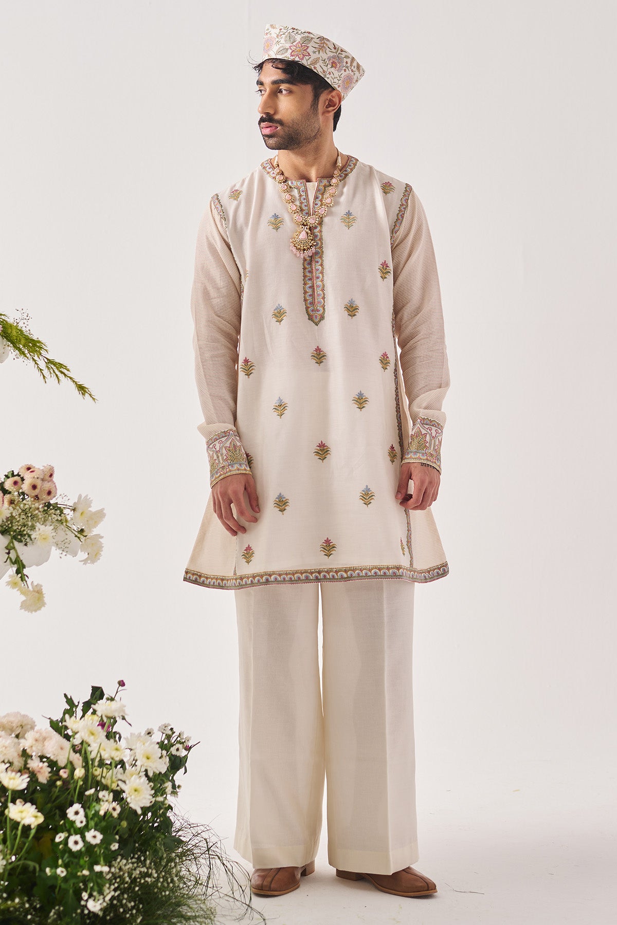 Ivory Chanderi Woven Kurta Set