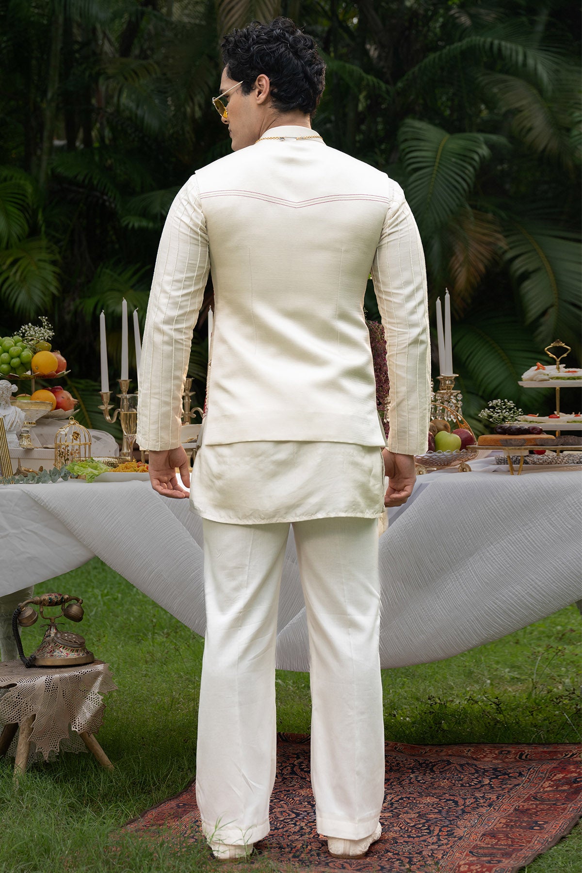 Ivory Chrimson Floral Kurta Set
