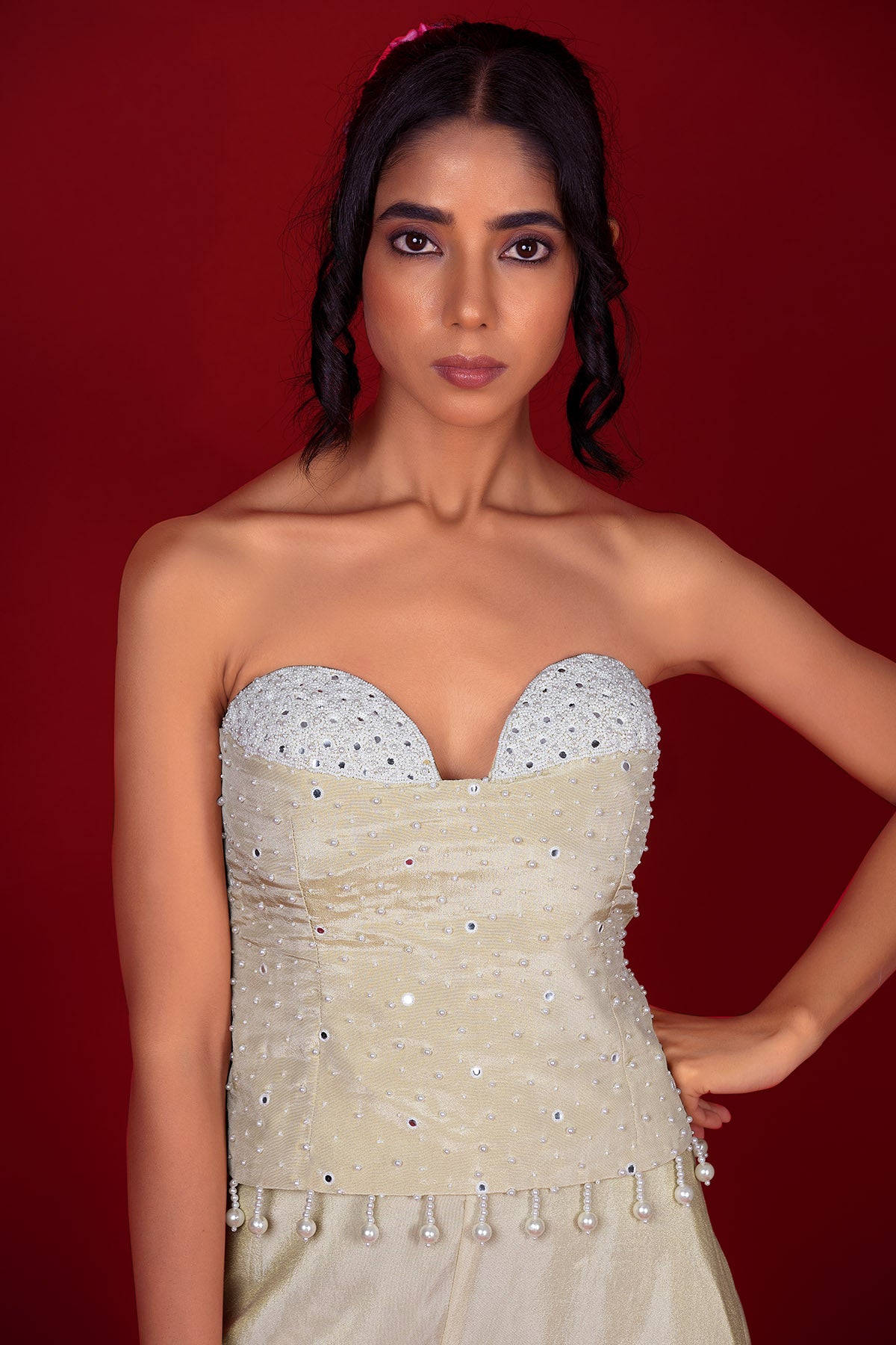 Ivory Corset Indo-Western Set