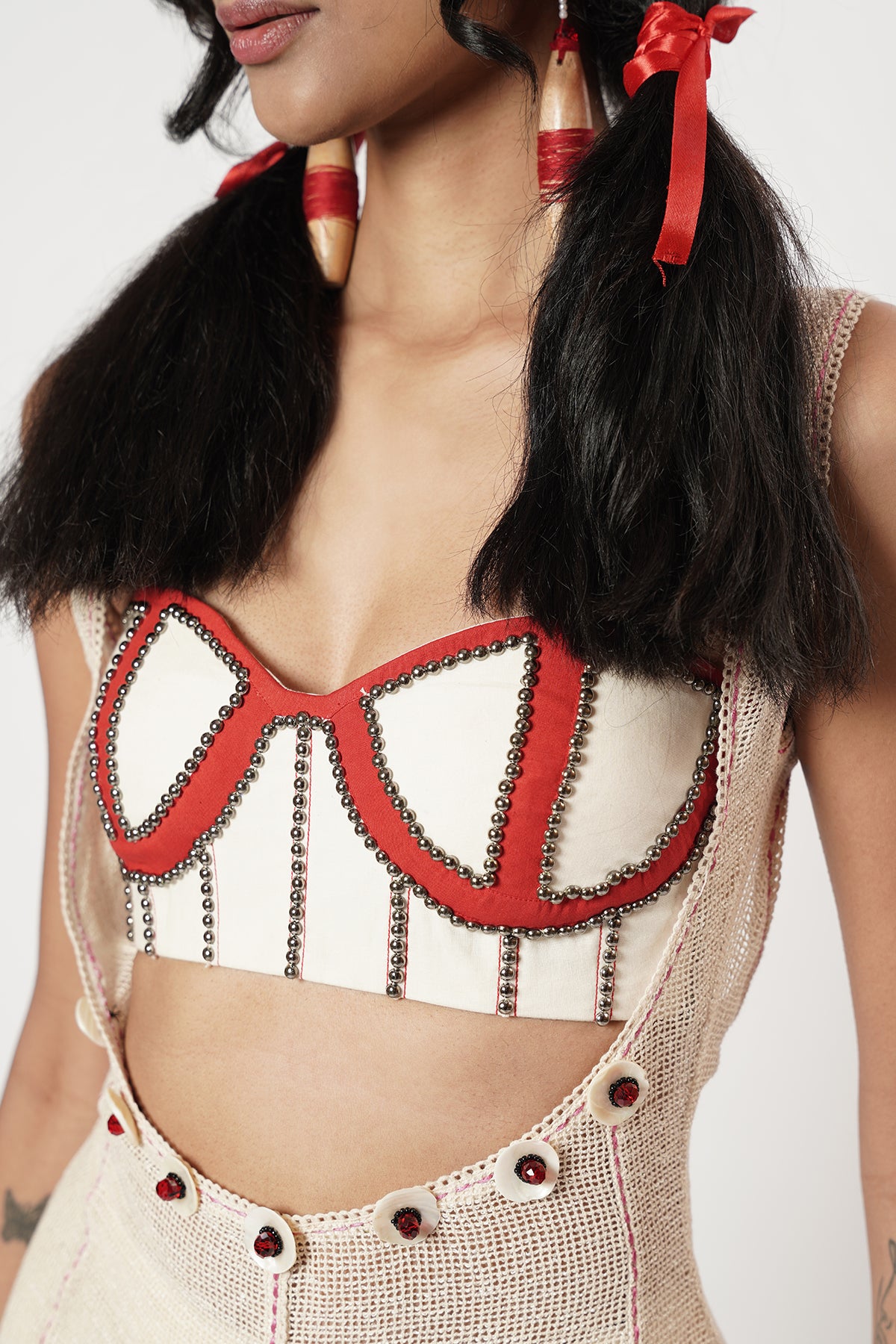 Ivory Cotton Beaded Co-ord Set