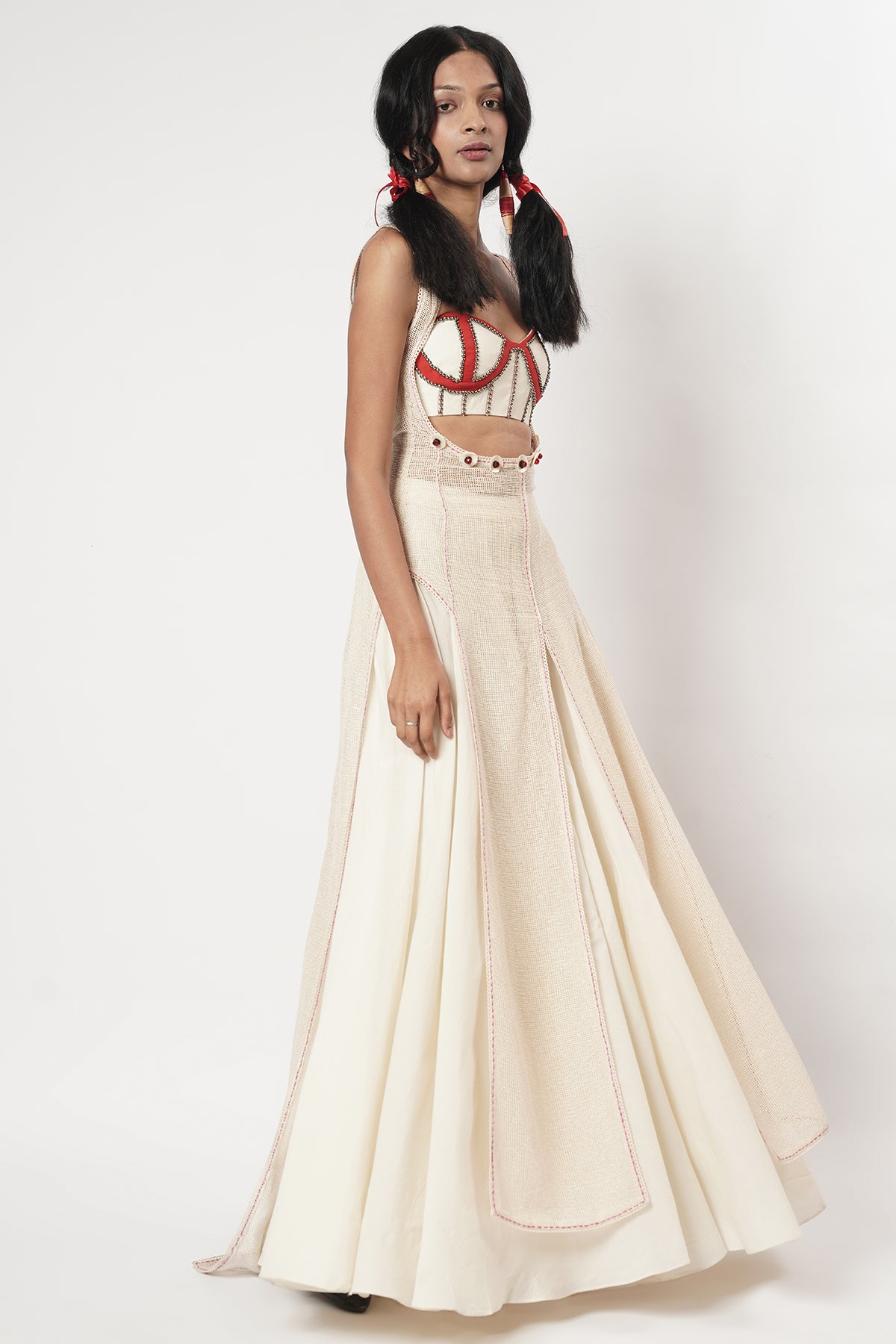 Ivory Cotton Beaded Co-ord Set