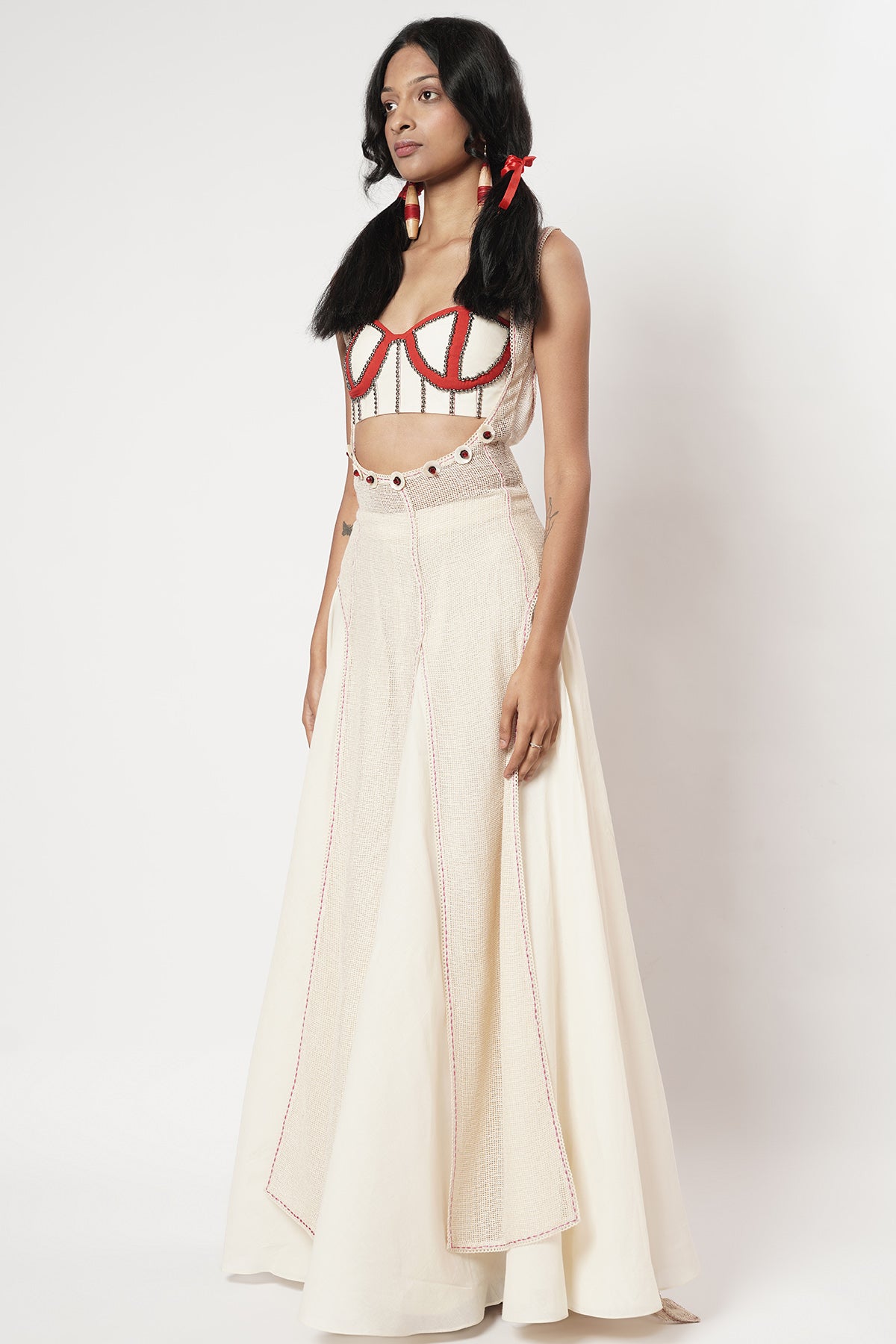 Ivory Cotton Beaded Co-ord Set