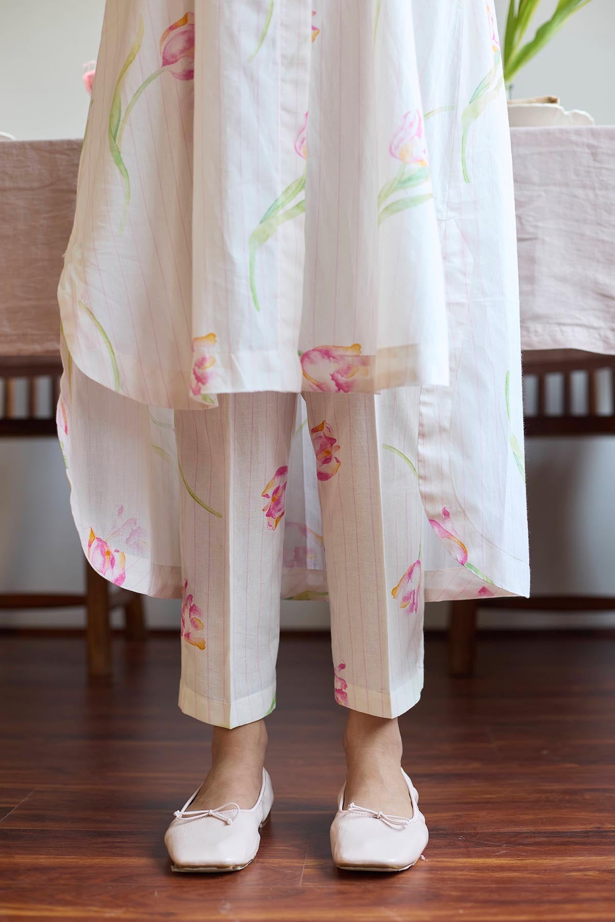 Ivory Cotton Long Shirt & Pants