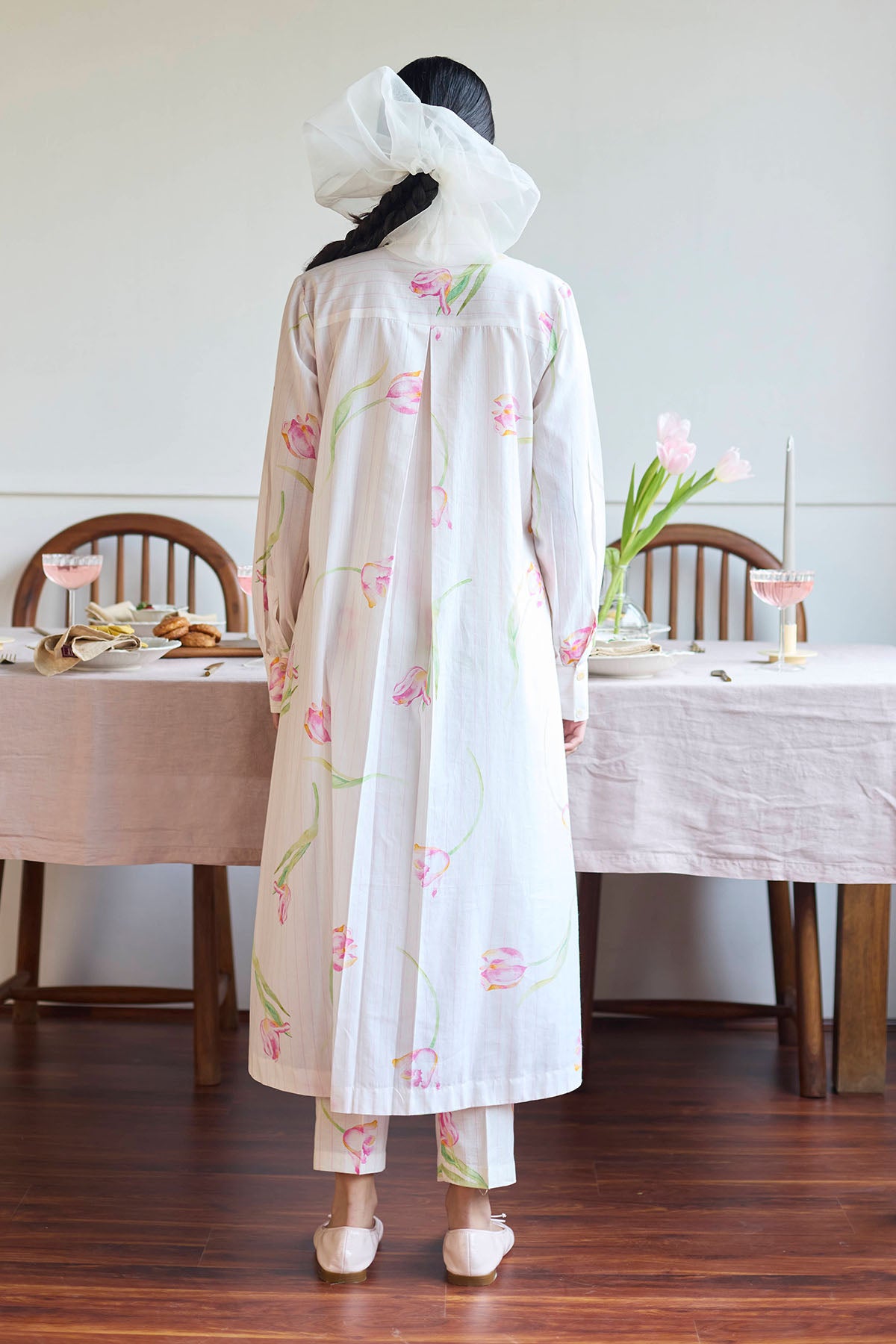 Ivory Cotton Long Shirt & Pants