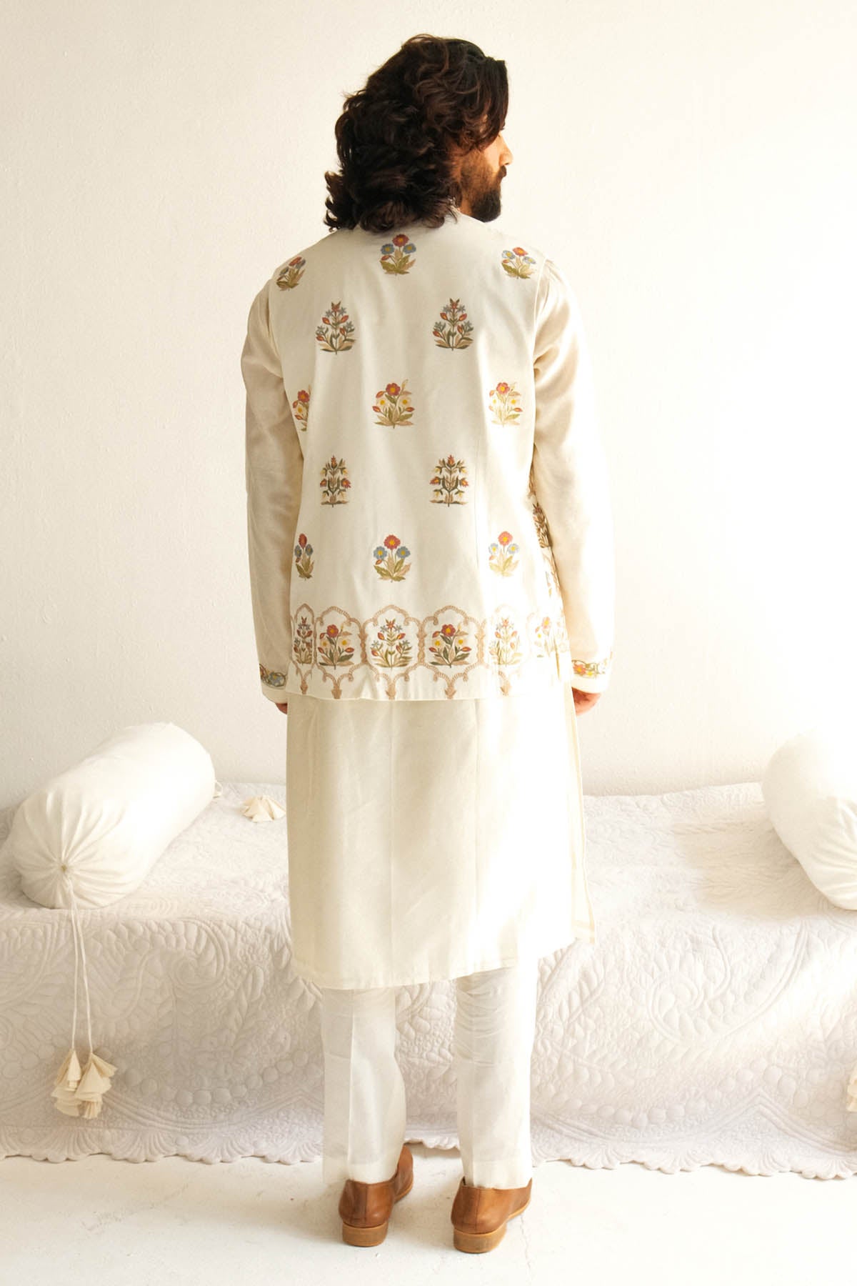 Ivory Cotton Silk Bundi Set