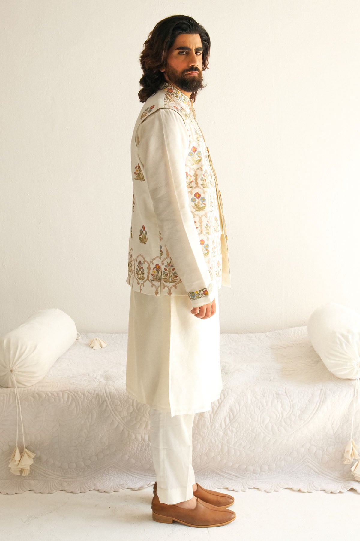 Ivory Cotton Silk Bundi Set